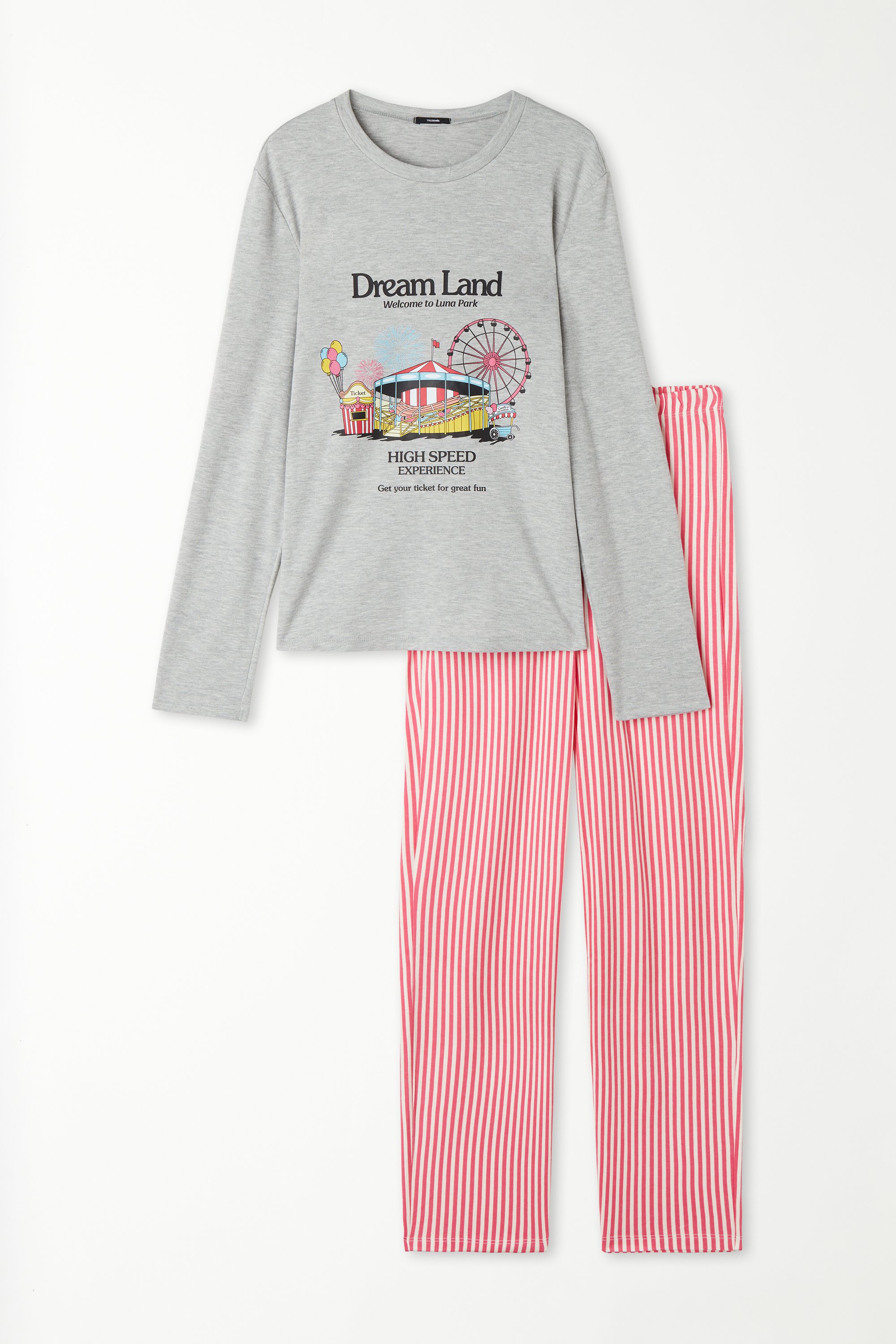 Pijama Largo de Algodón Grueso con Estampado de Parque Infantil