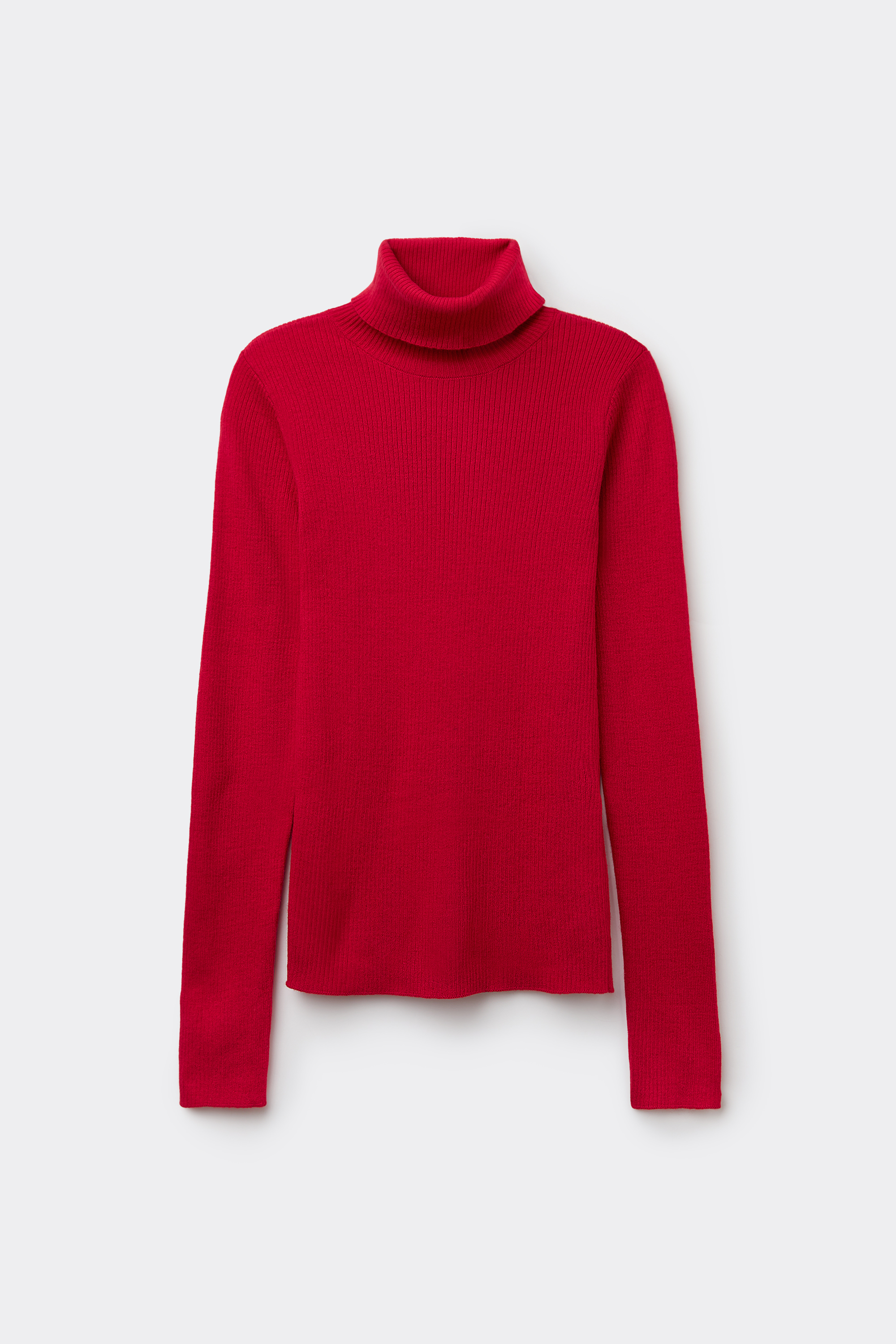 Long-Sleeved Ribbed Wool Turtleneck Sweater