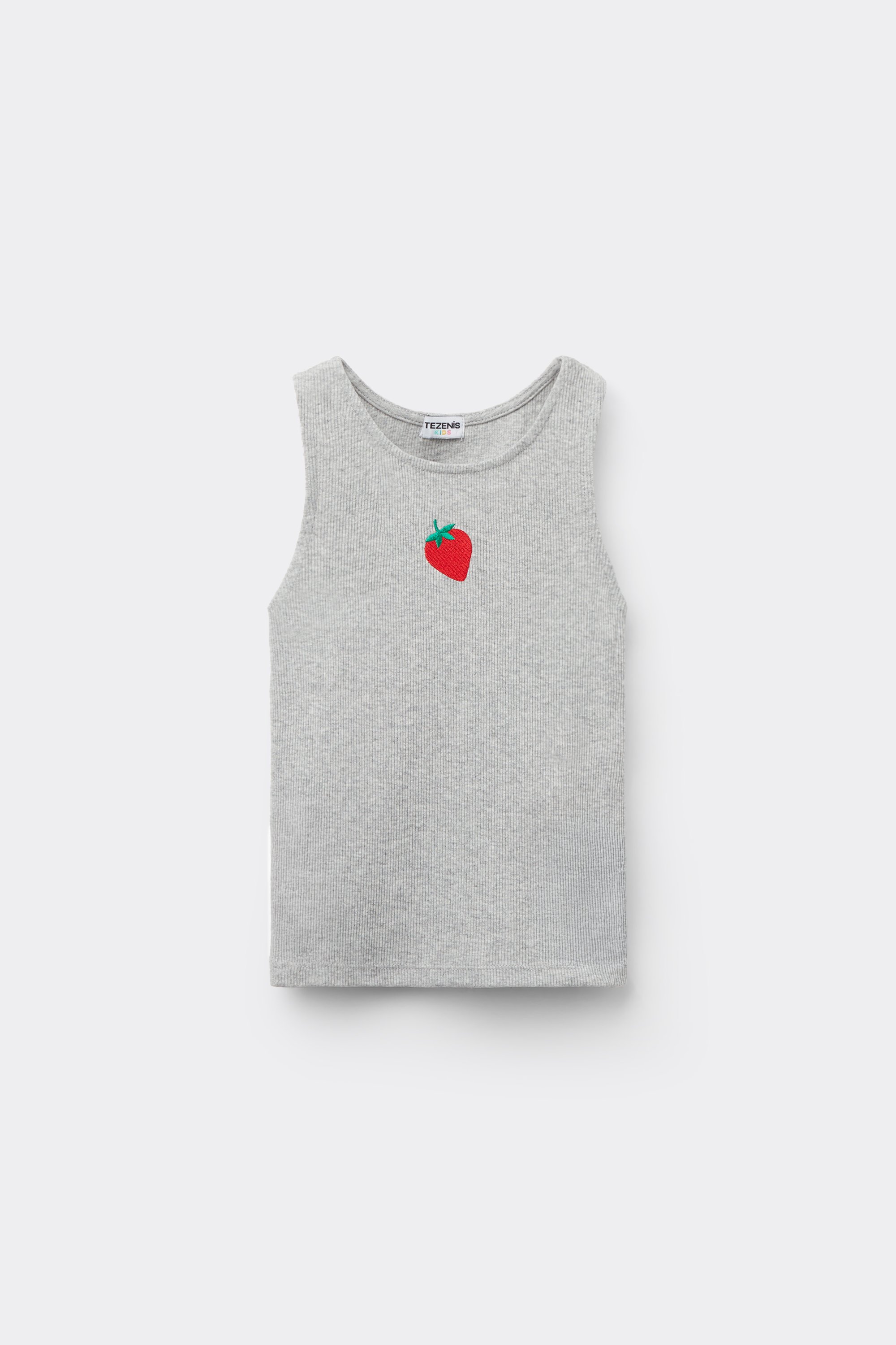 Girl's wide-shouldered tank top rib embroidery