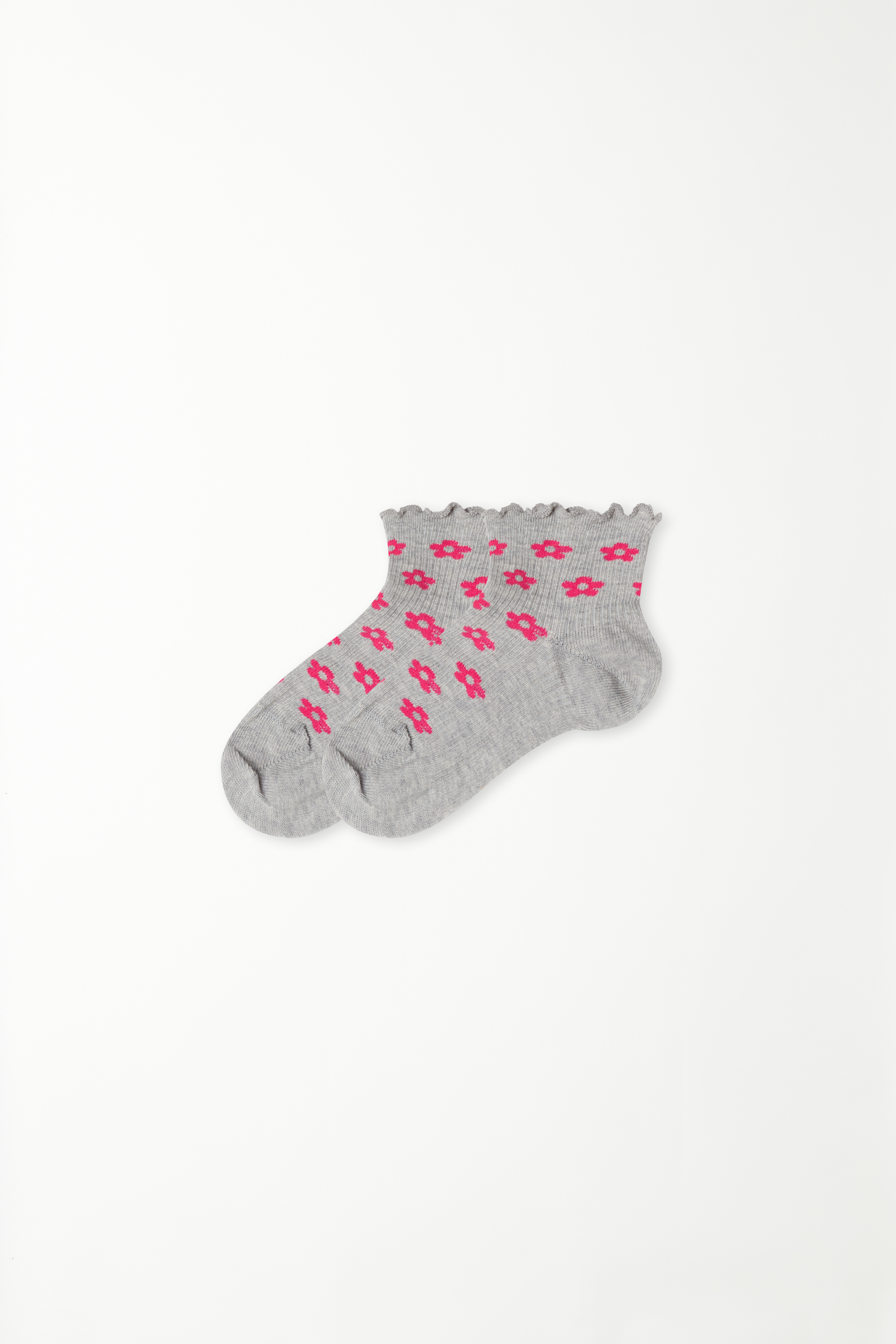 Girls’ Short Patterned Cotton Socks