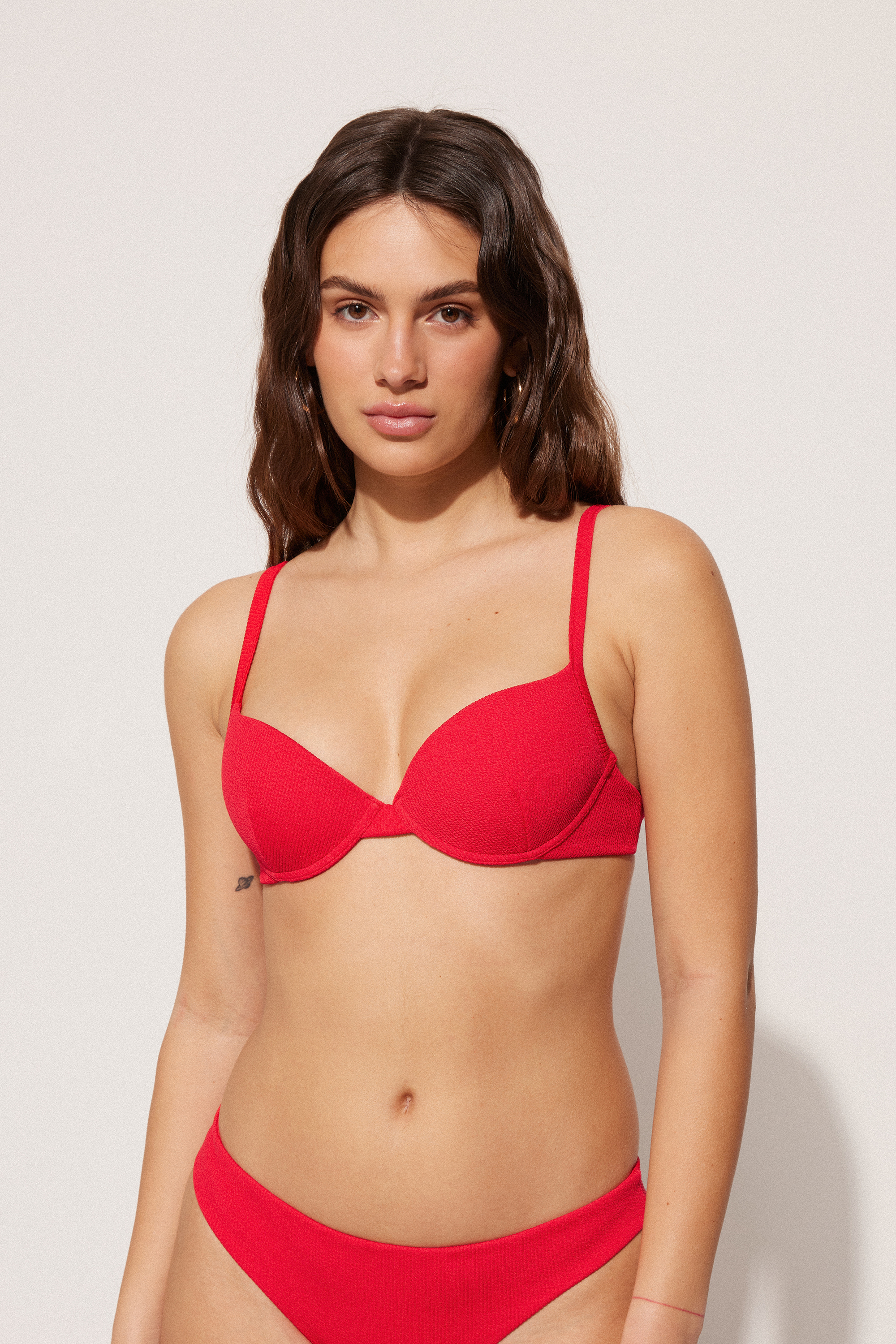Vorgeformtes Push-up-Bikinioberteil Classic Rib recycelt