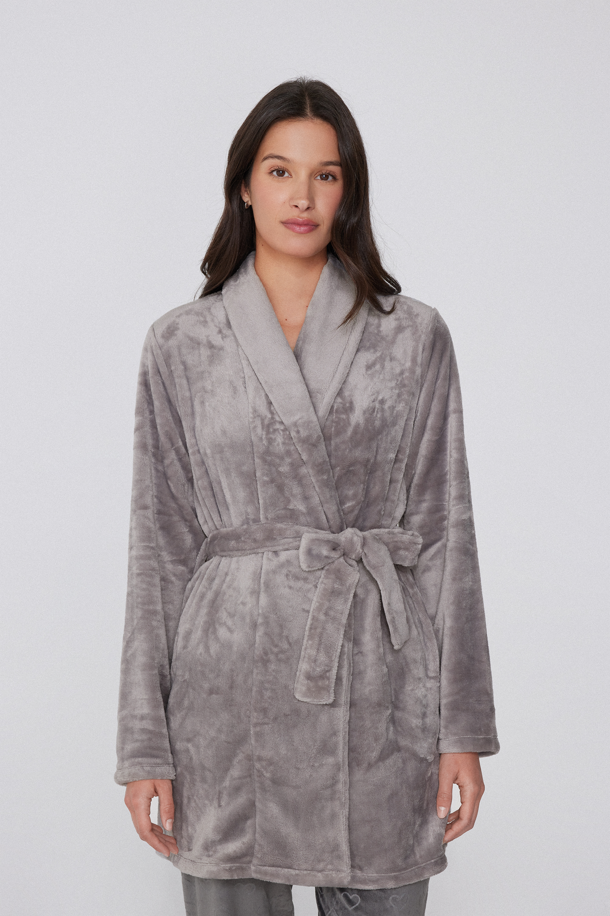 Solid-Colored Soft Fleece Robe