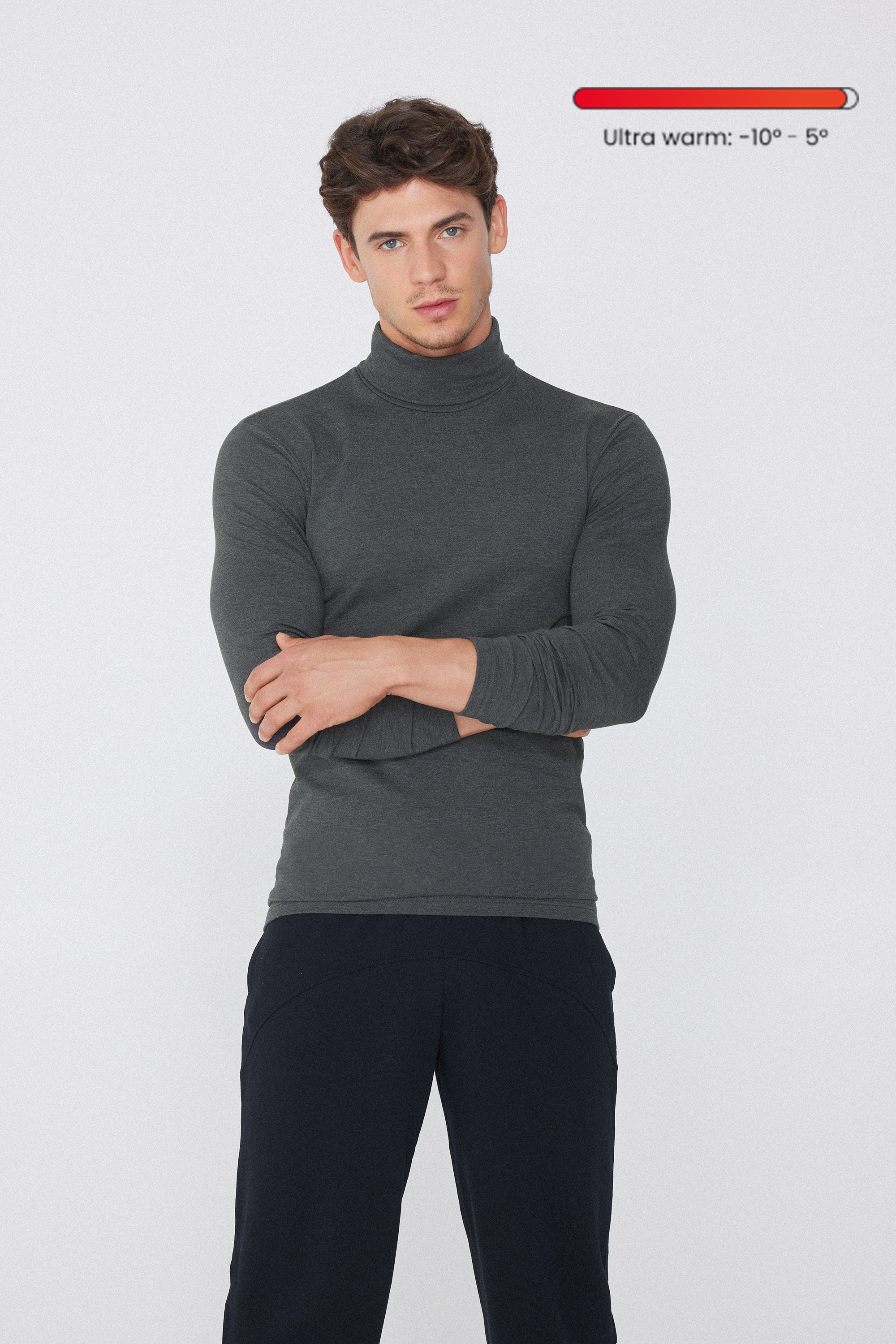 Maglia Collo Alto in Cotone Termico con Manica Lunga