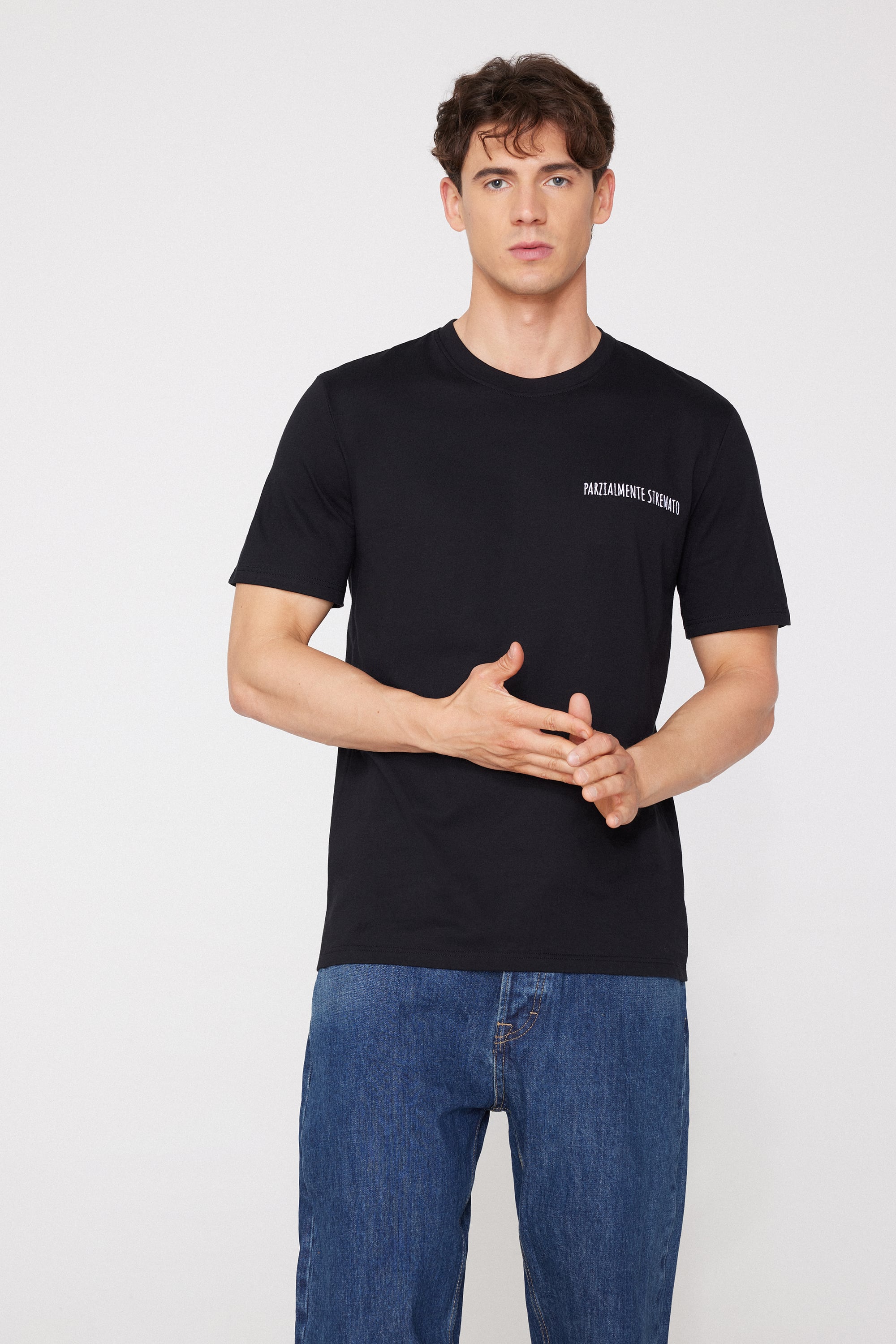 T-shirt 100% Cotone Girocollo con Ricamo