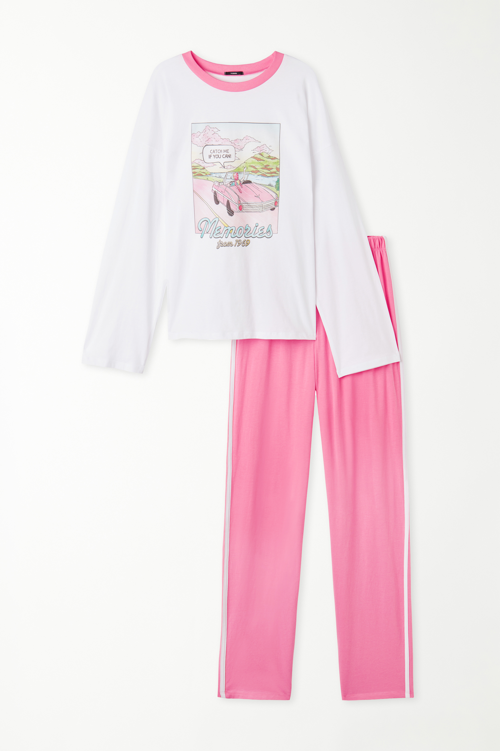 “Memories” Print Long Cotton Pyjamas