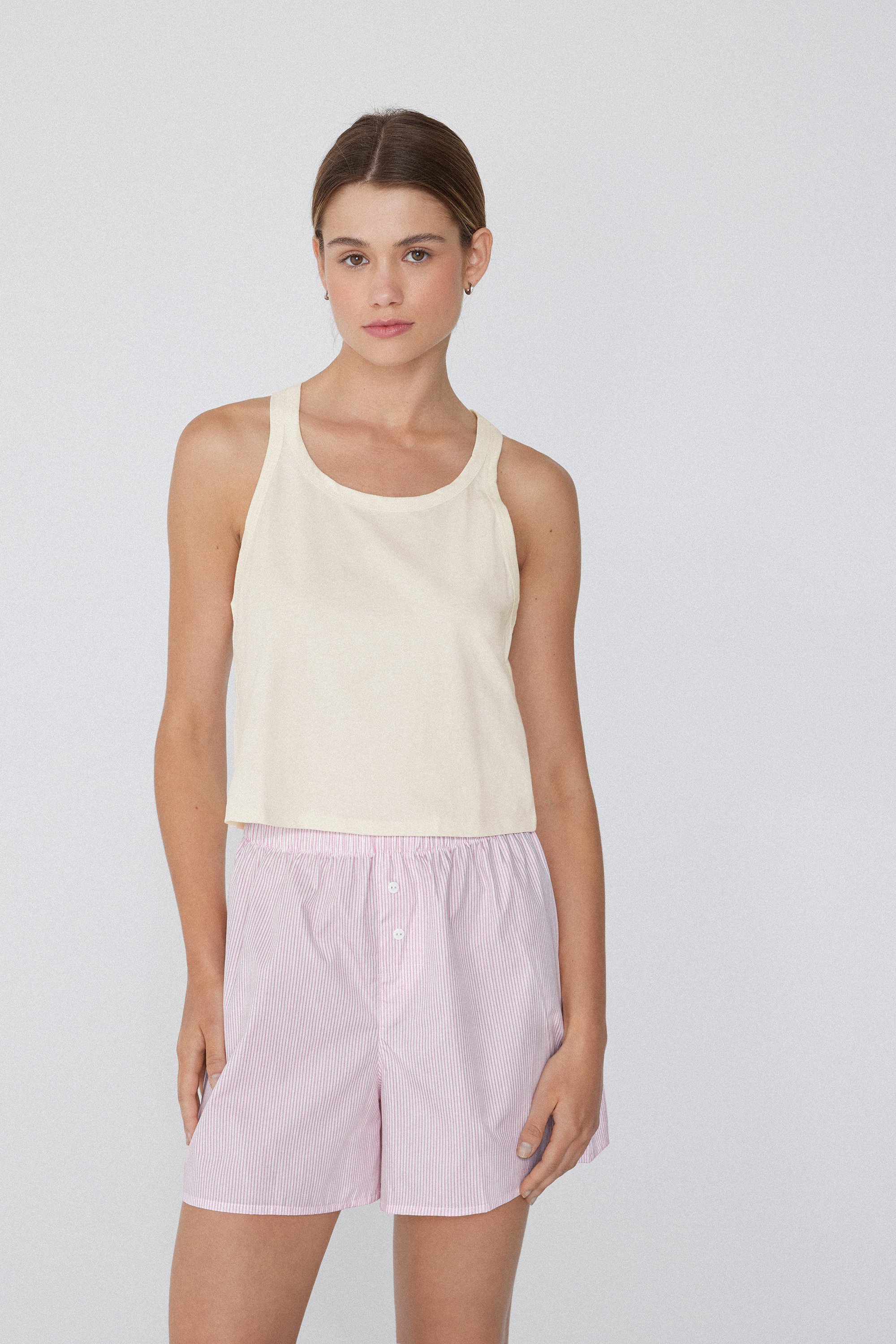 Cropped Cotton Tank Top