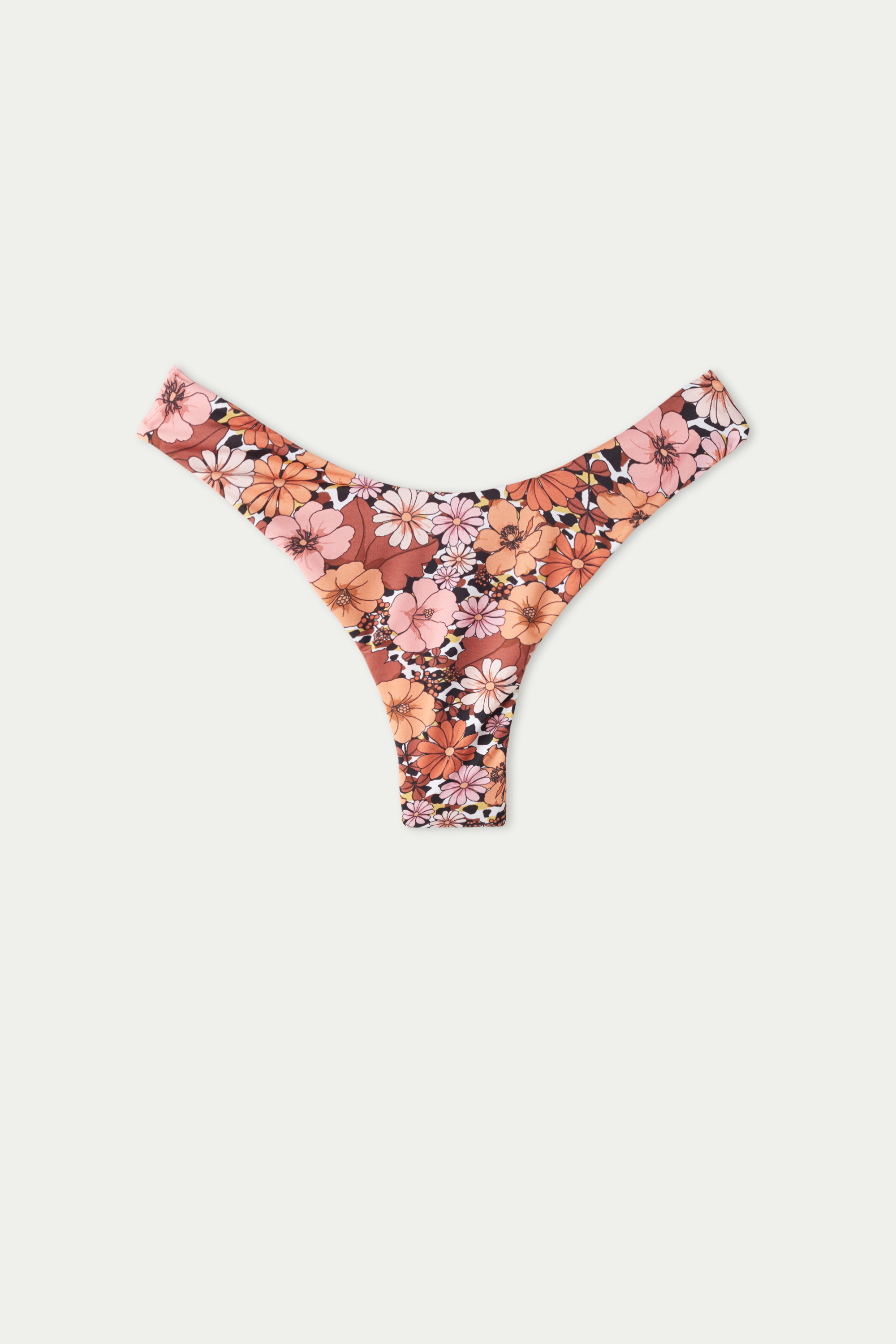 Flower Animalier High-Cut Brazilian Bikini Bottoms