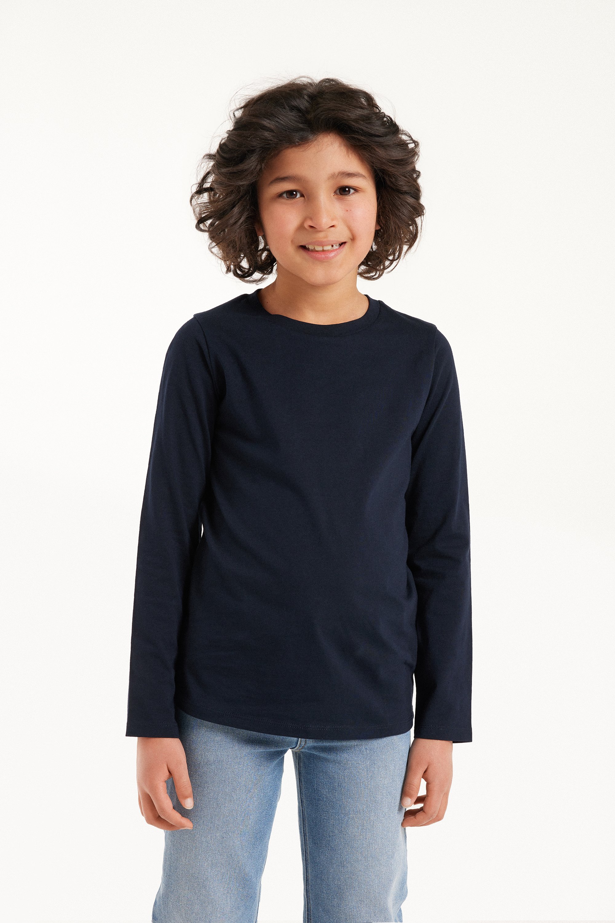 Langärmeliges Basic-Shirt aus Baumwolle für Kinder Unisex
