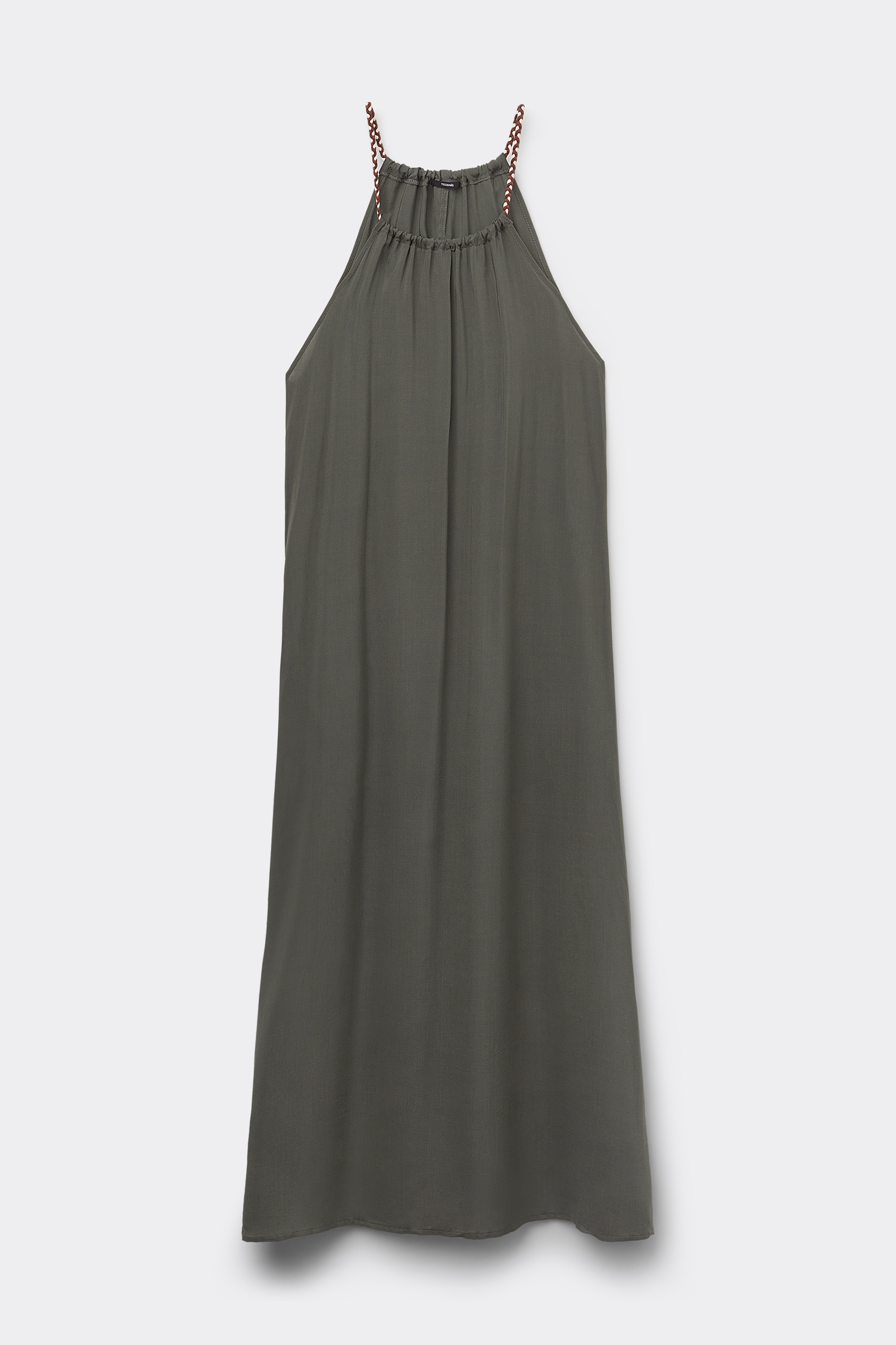 Vestito Midi in Tela Viscosa con Treccia