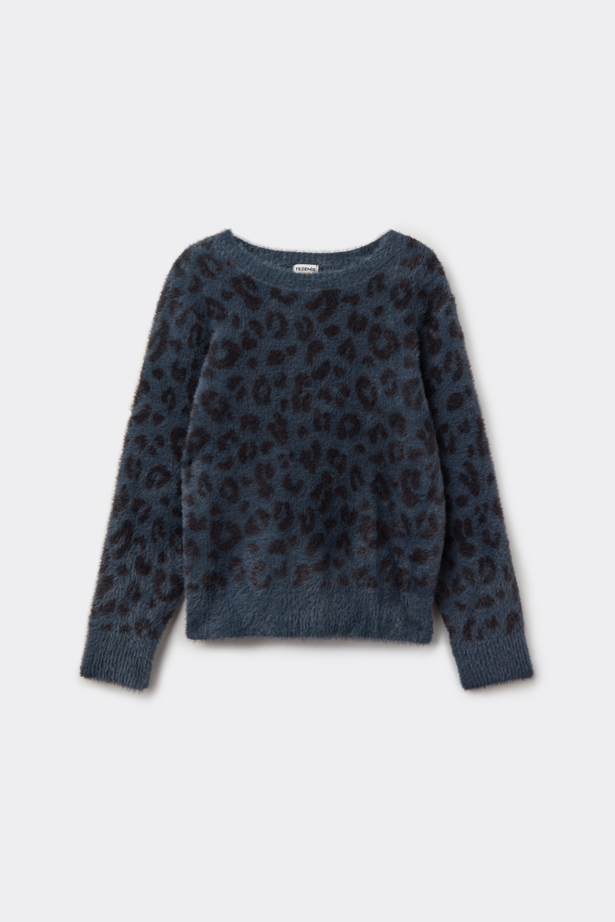 Mintás Környakú Szőrme Pulóver