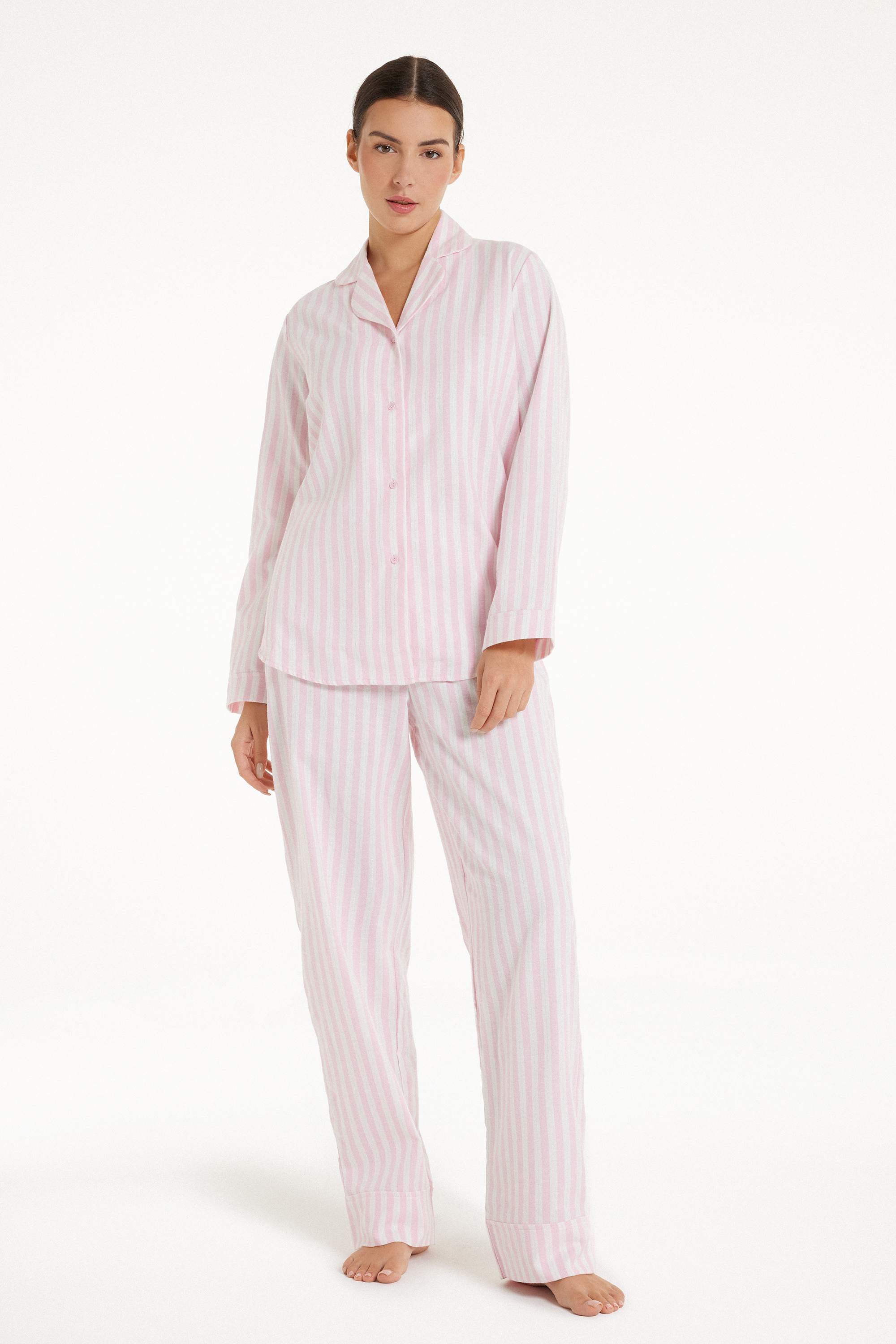 Long Button-Front Flannel Pyjamas