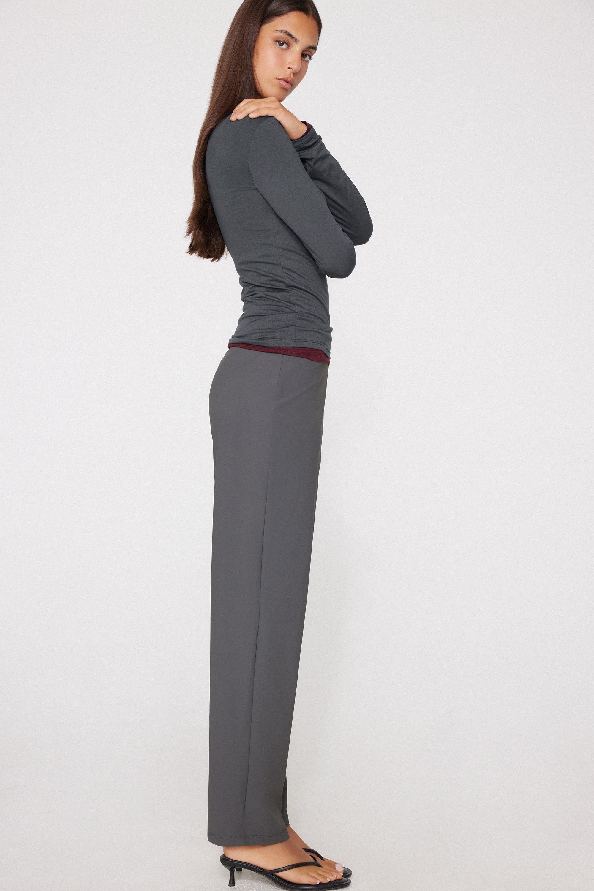 Long Easy Fit Microfibre Cigarette Trousers