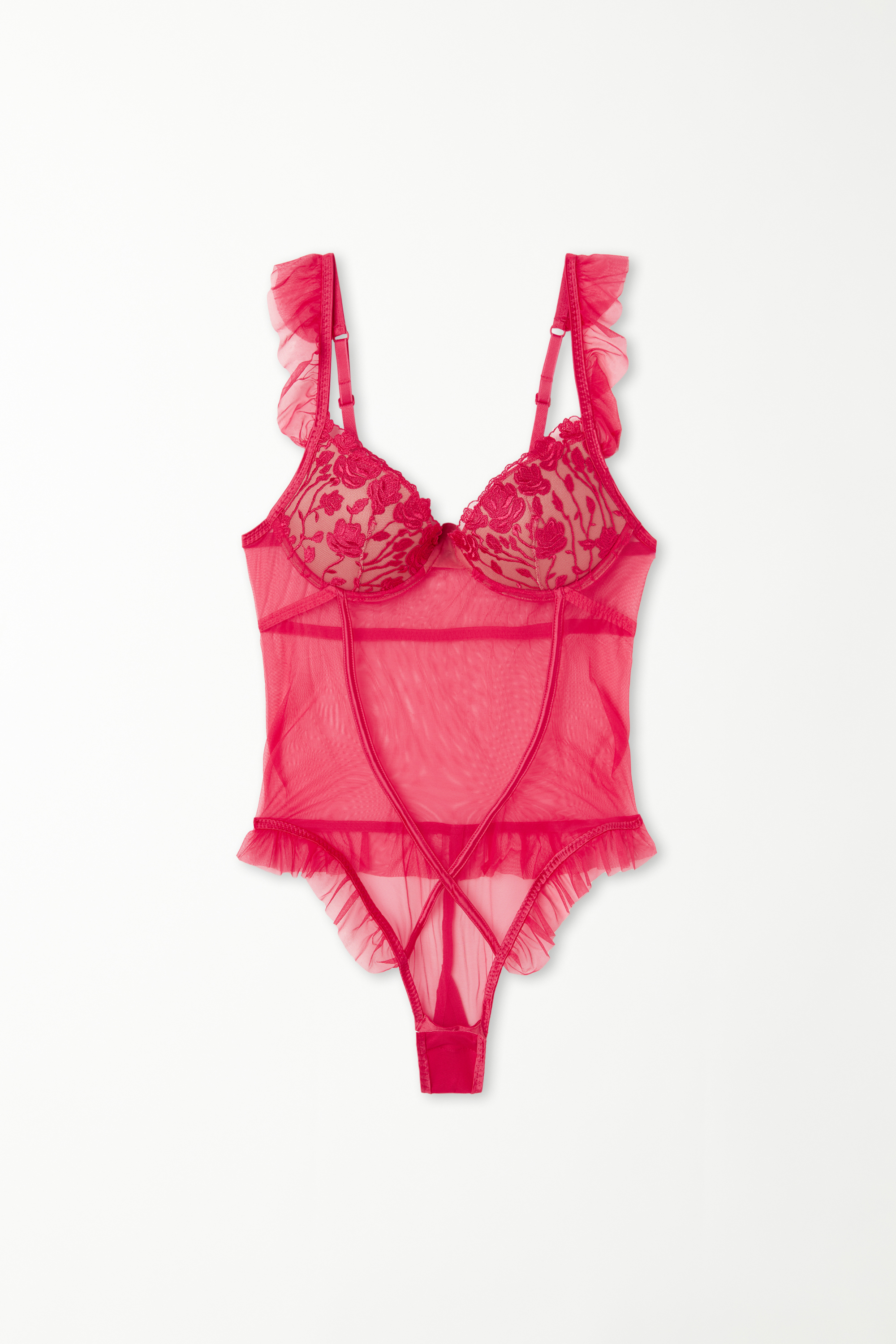 Wattierter Super-Push-up-Body Red Passion Lace