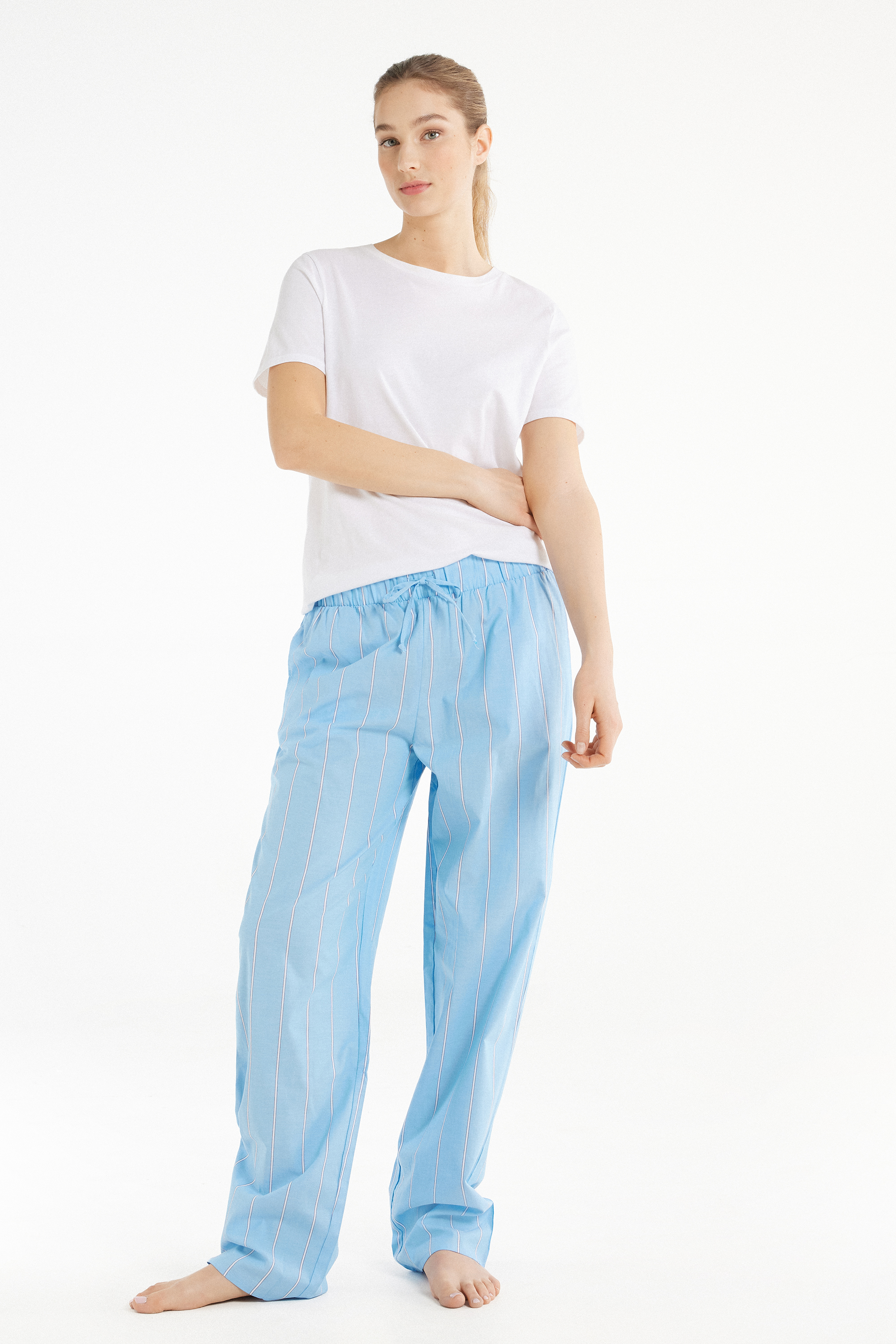 Pantalon en Toile de Coton Imprimé