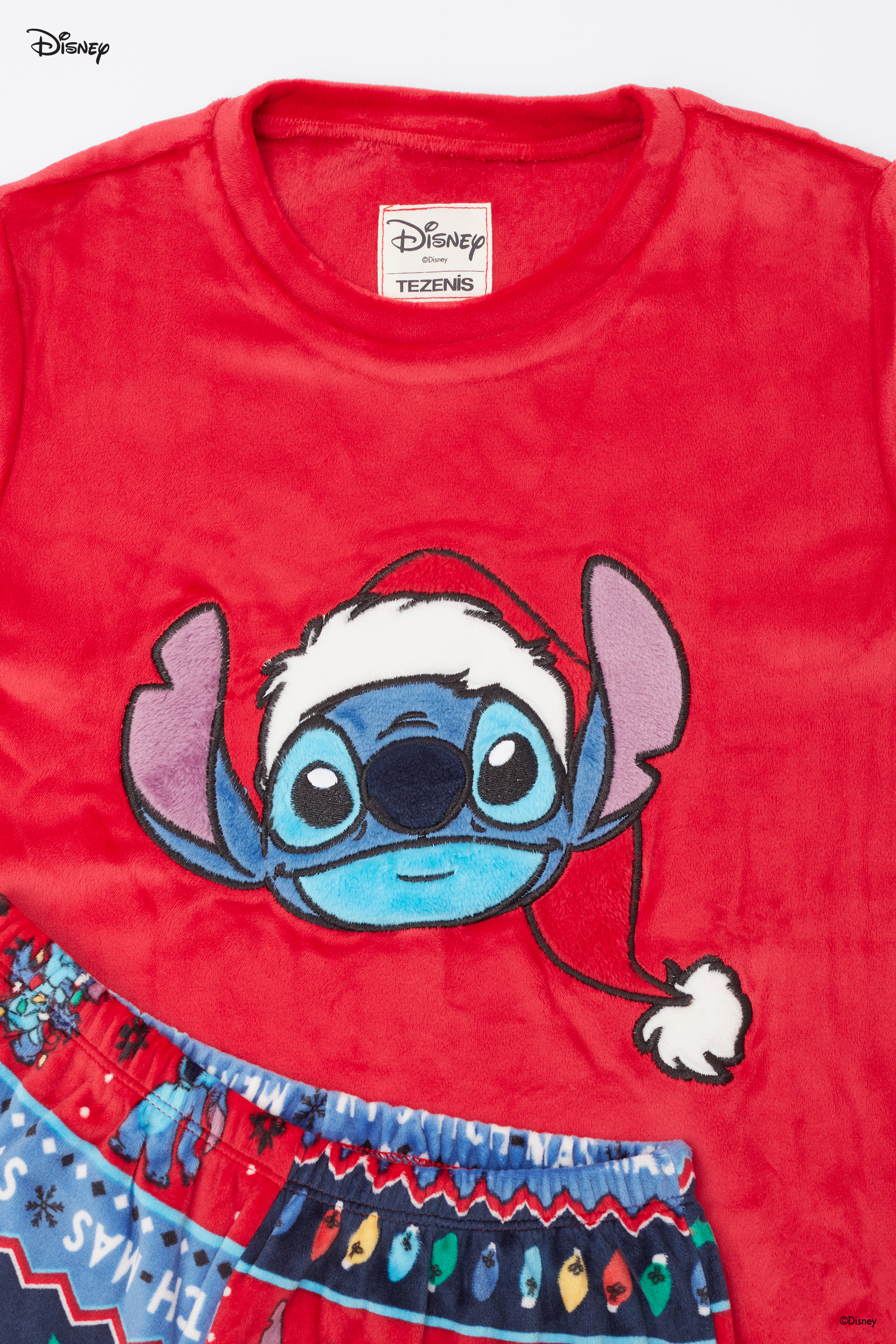 Unisex kids’ Christmas Disney Stitch Long Microfleece Pyjamas