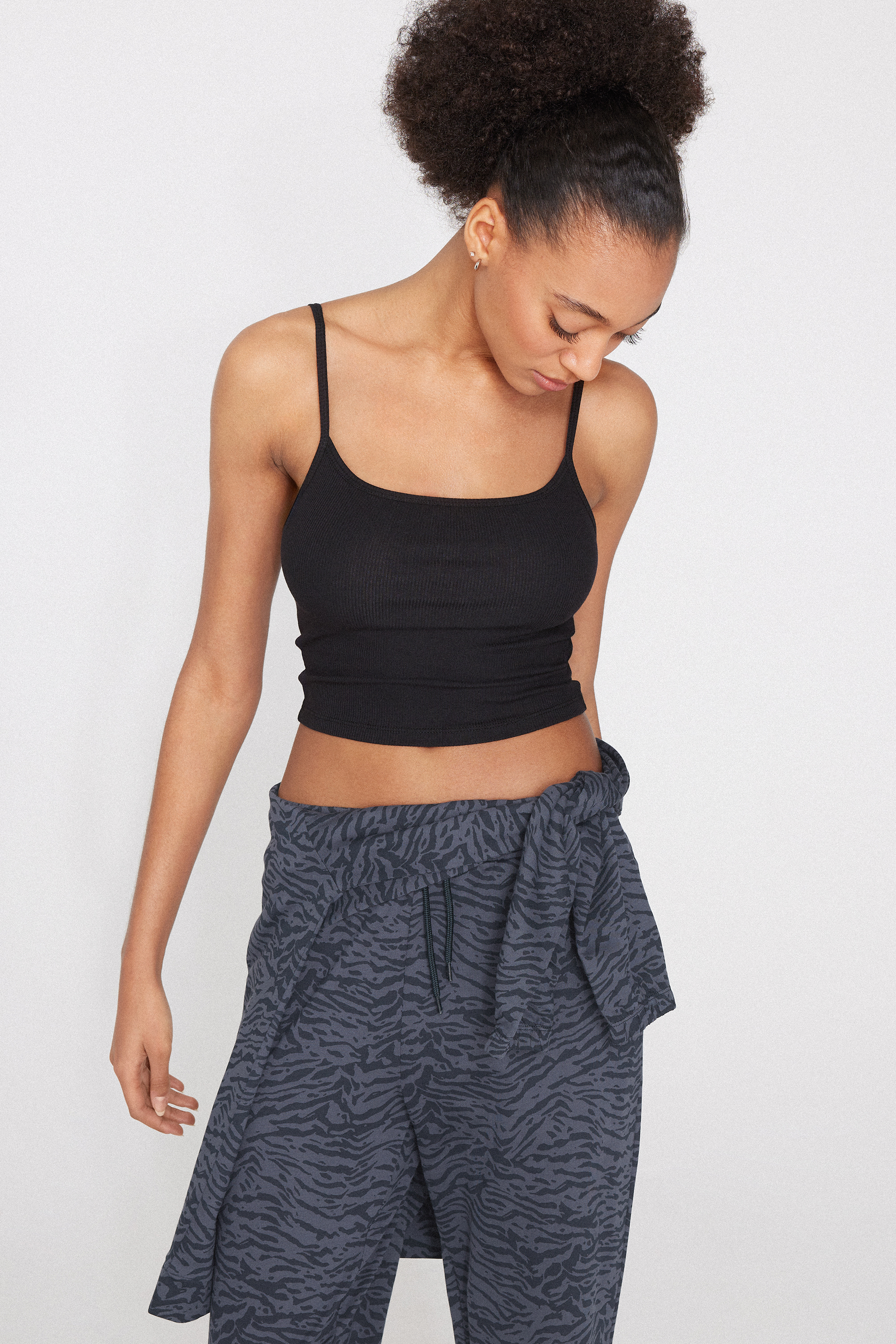Crop Top mit schmalen Tr&auml;gern aus Baumwollripp