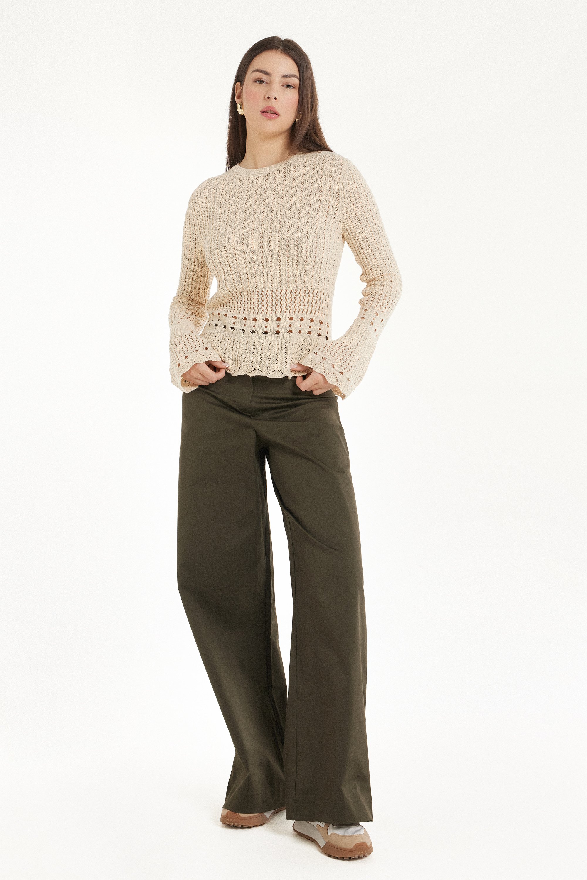 Long-Sleeved Crochet Top