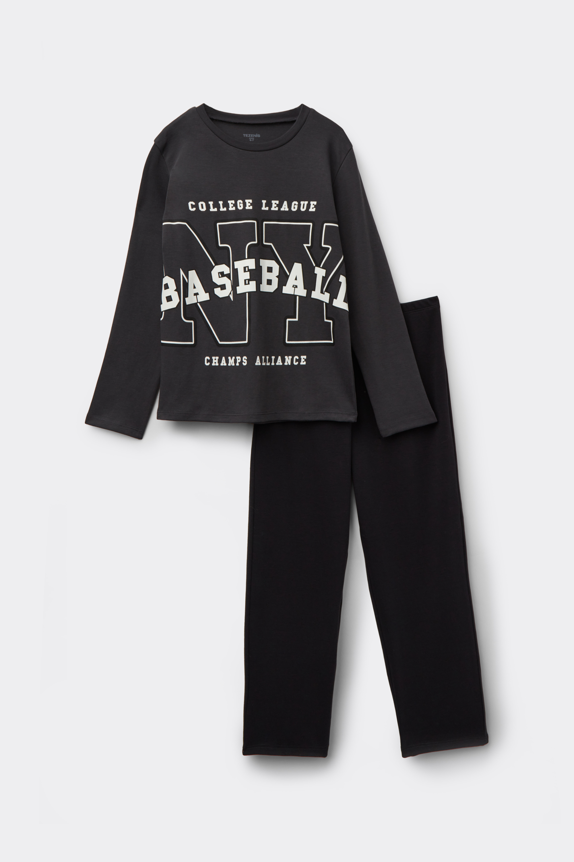 Pigiama Lungo Bimbo Cotone Pesante Stampa Baseball