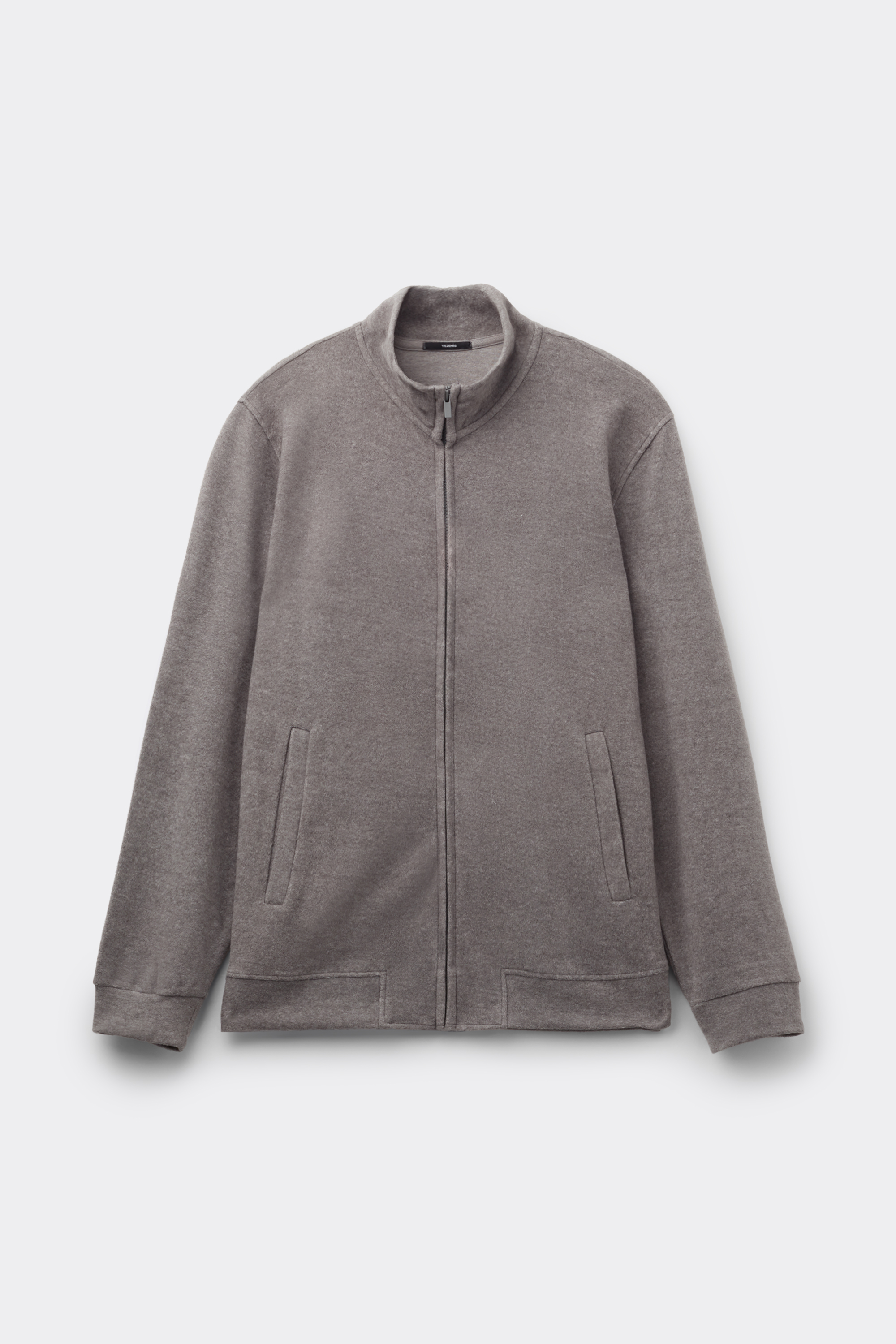 Felpa Rovesciata con Zip e Tasche