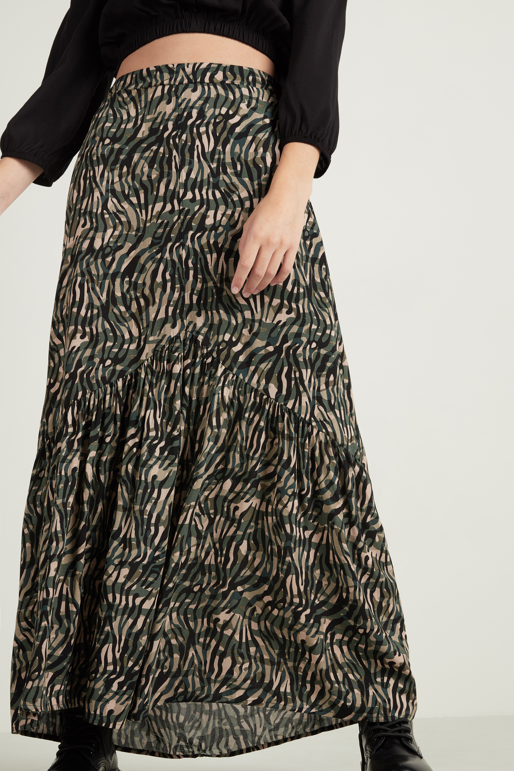 Long Flounced Skirt with Split - | Tezenis