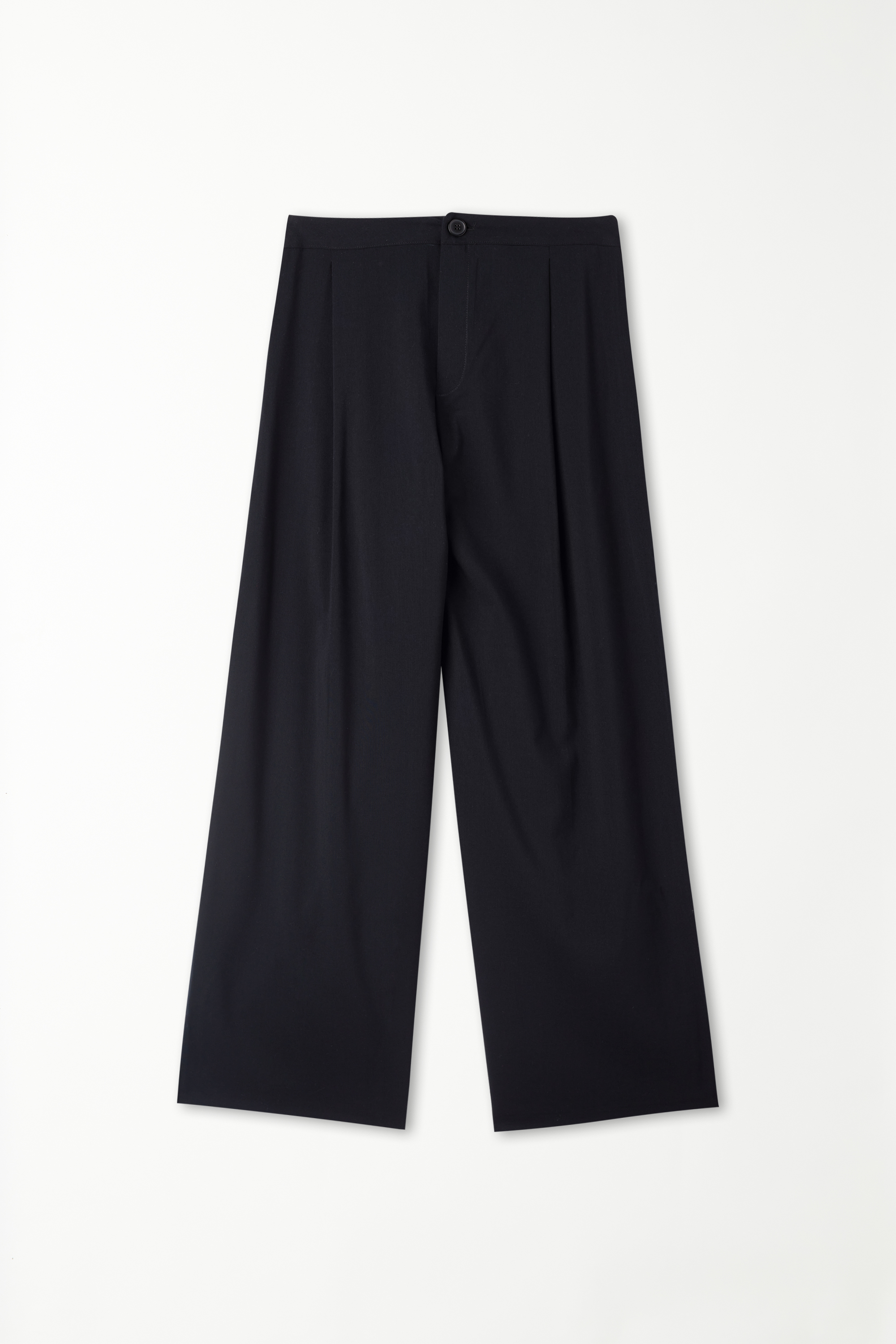 Canvas Palazzo Trousers with Darts