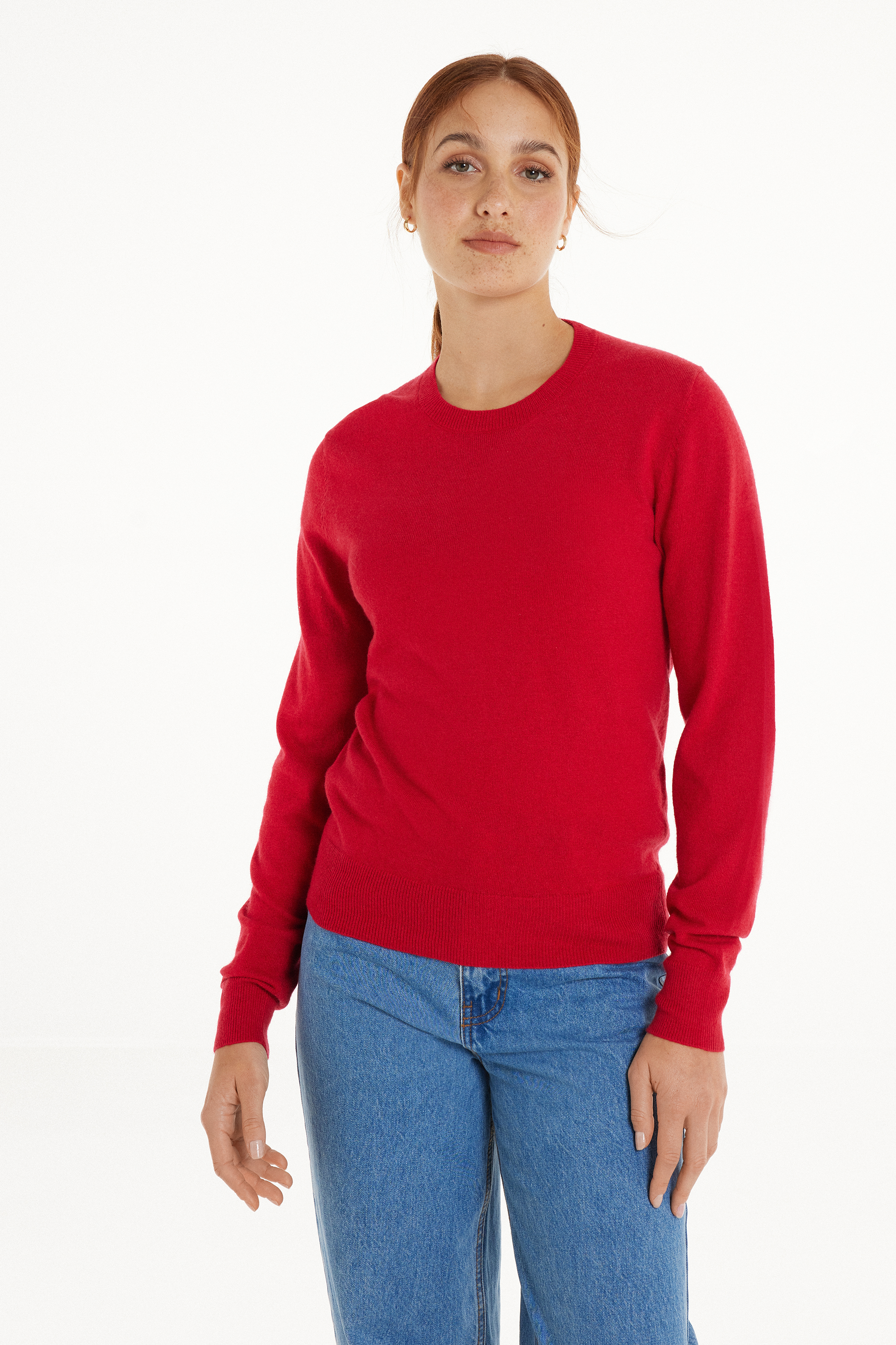 Long-Sleeved Heavy Wool Crew-Neck Sweater