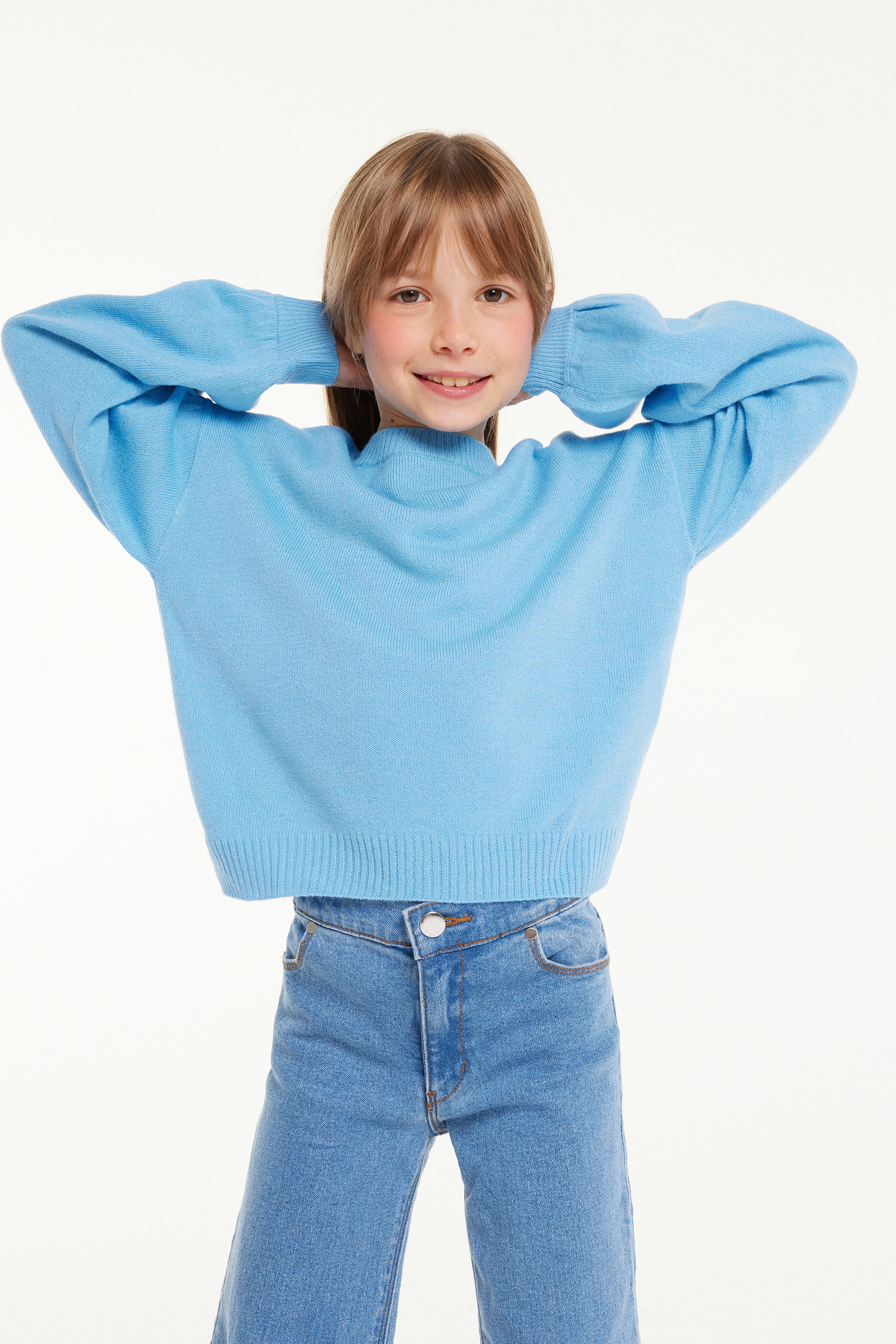 Girls’ Long-Sleeved Sweater with Puffball