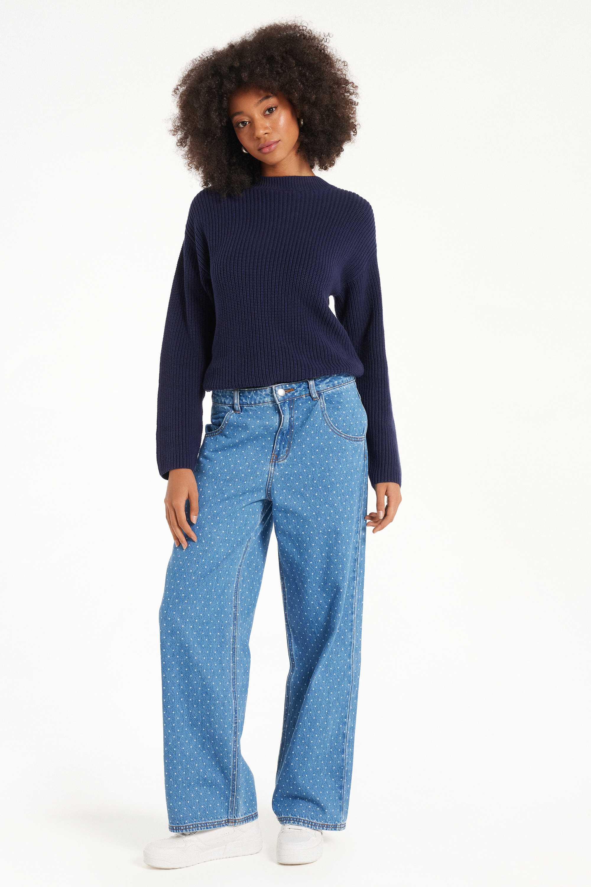Polka-Dotted Palazzo Jeans