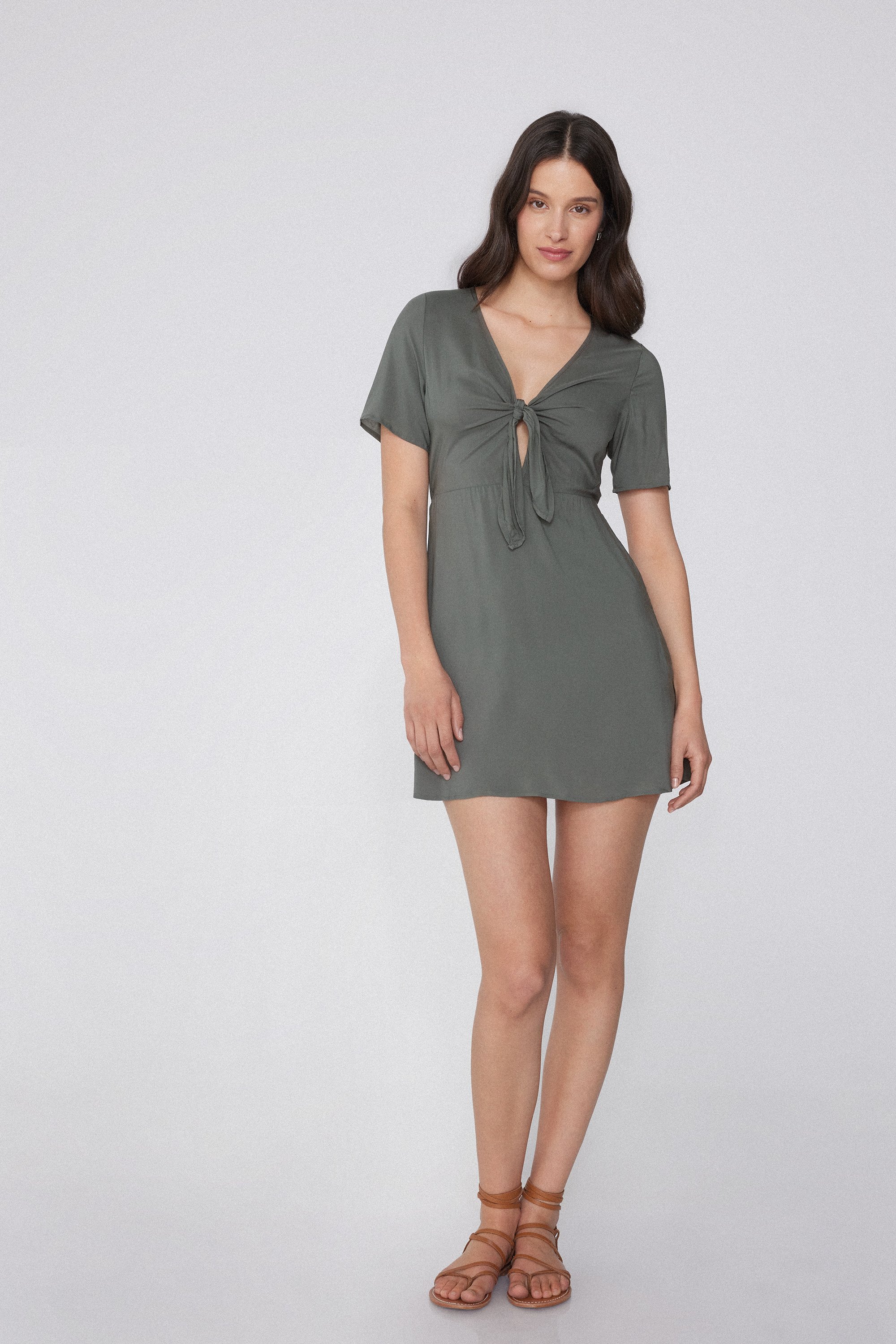Robe Manches Mi-Longues Viscose Nœud