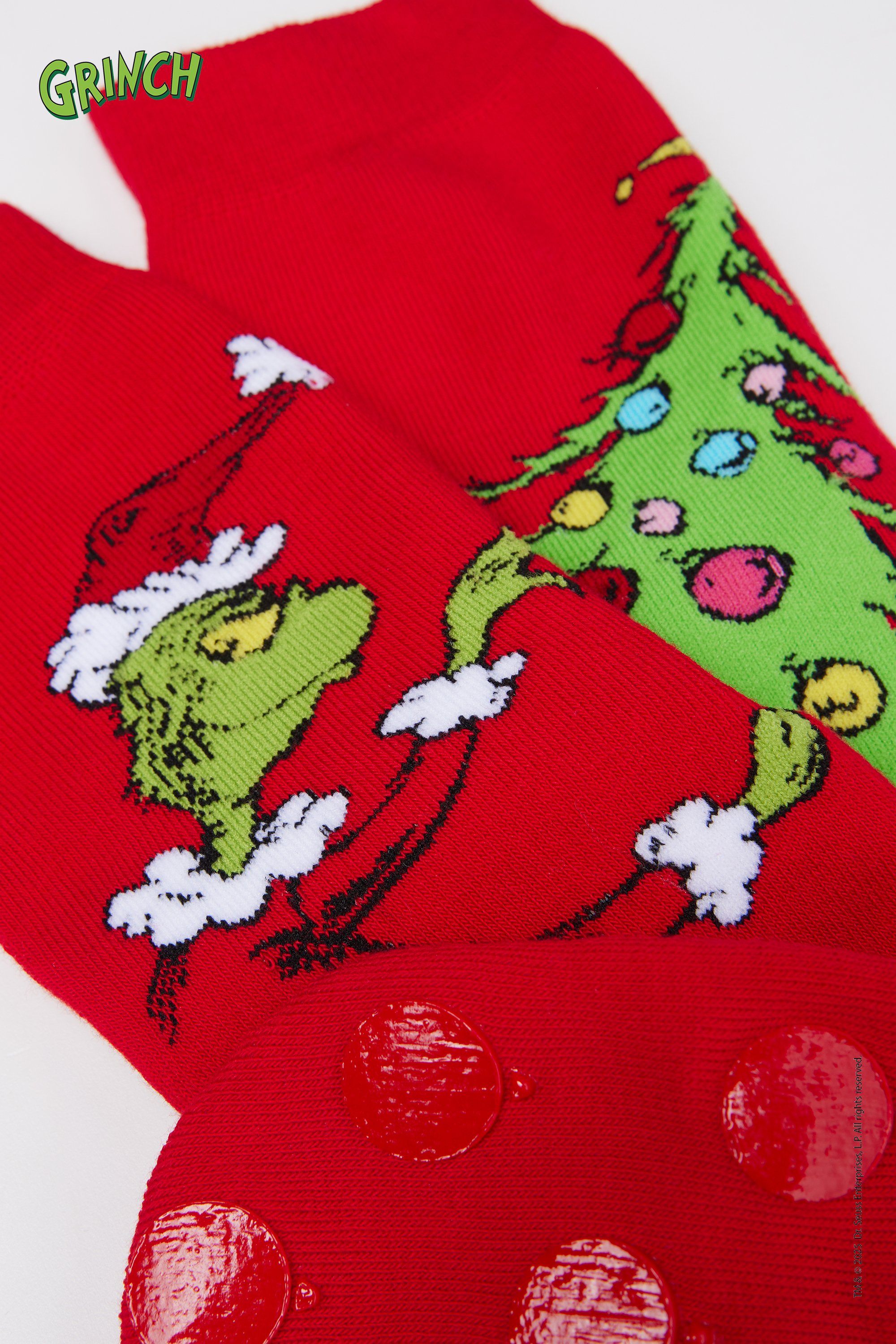 Men’s Short Non-Slip Socks with Grinch Print