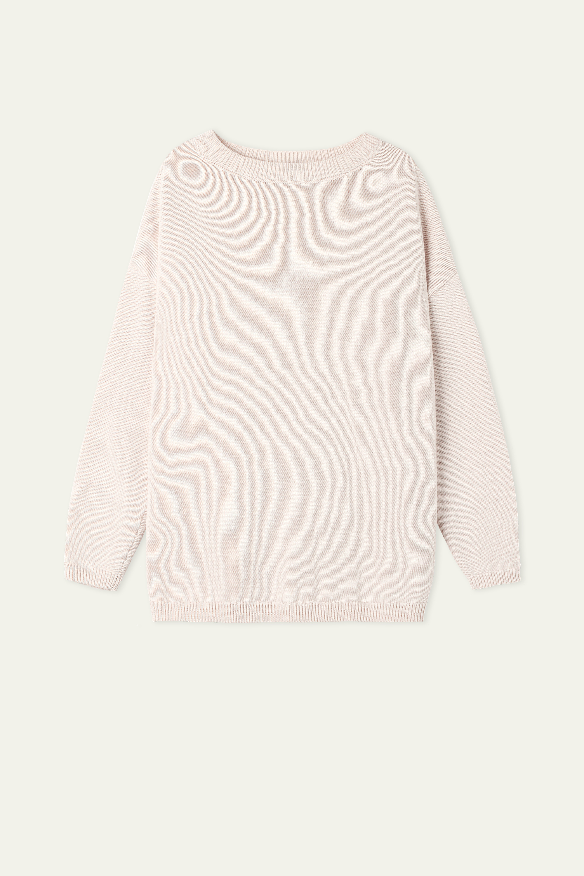 Long Boat Neck Sweater in Fully-Fashioned Cotton