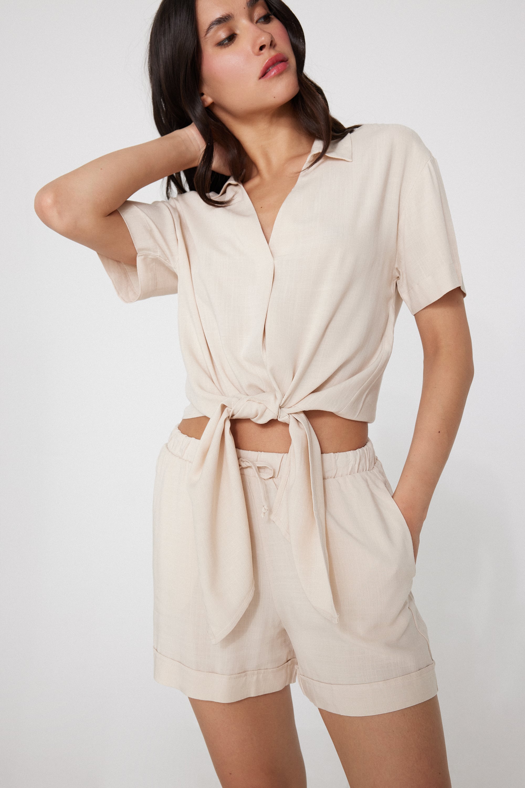 Camicia Mezza Manica Tela Viscosa Garzata