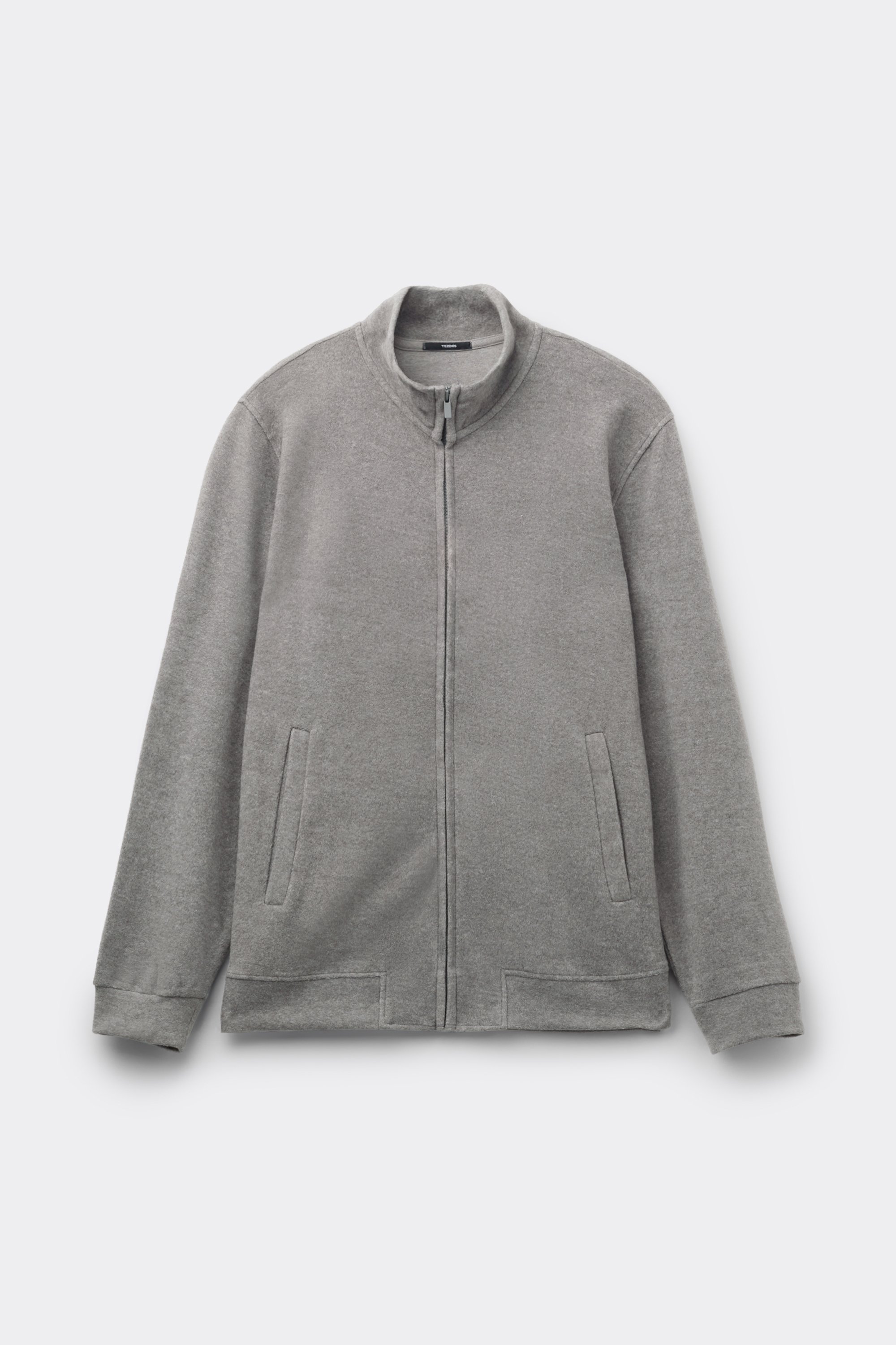 Felpa Rovesciata con Zip e Tasche