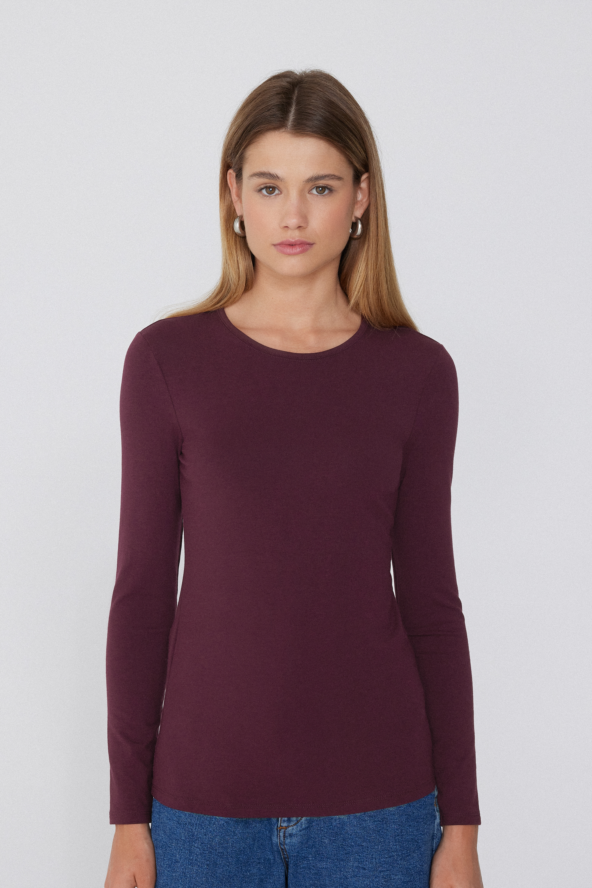 Cotton and Thermal Modal Rounded Neck Top