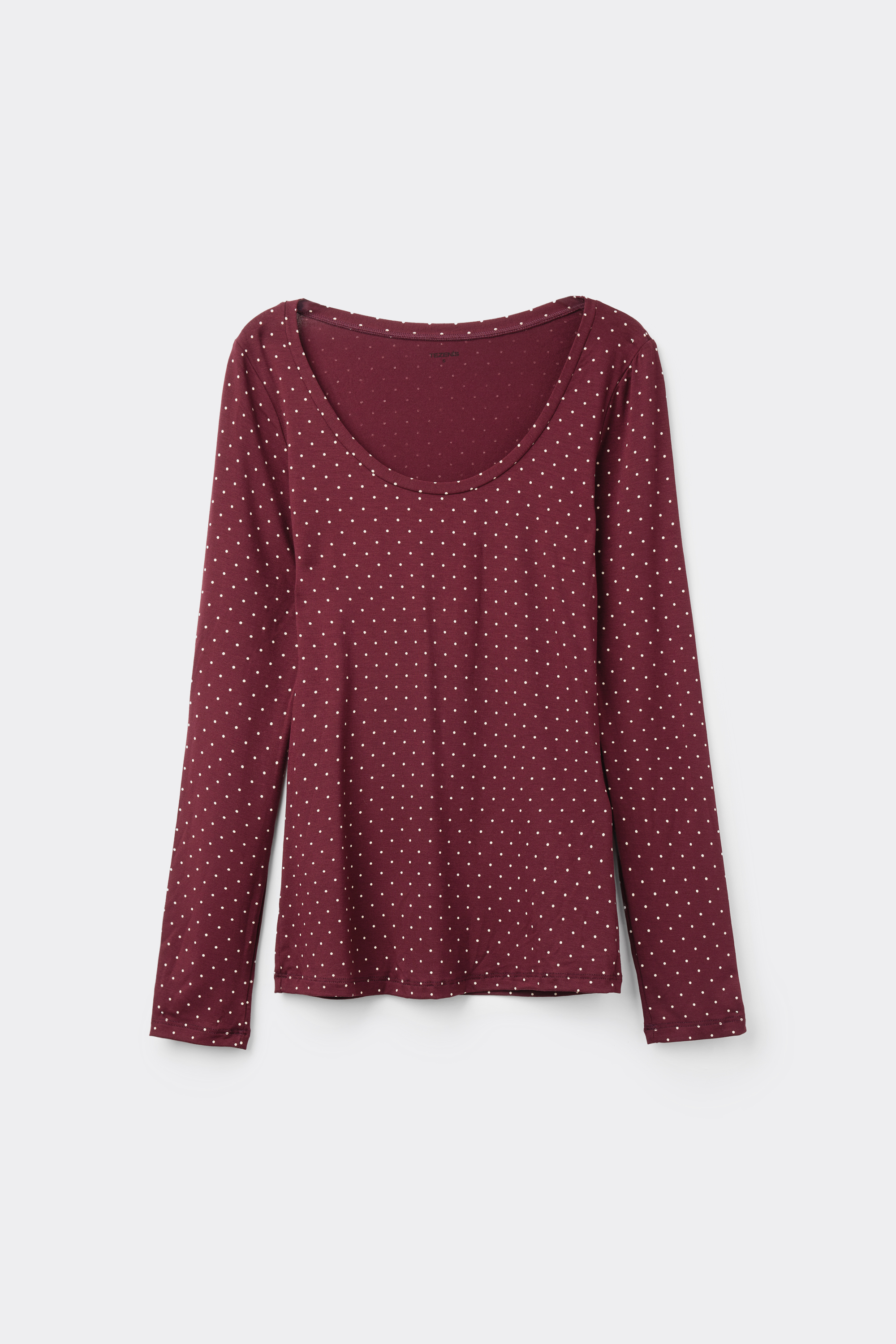 Camisola de Manga Comprida com Decote Amplo em Viscose Estampada