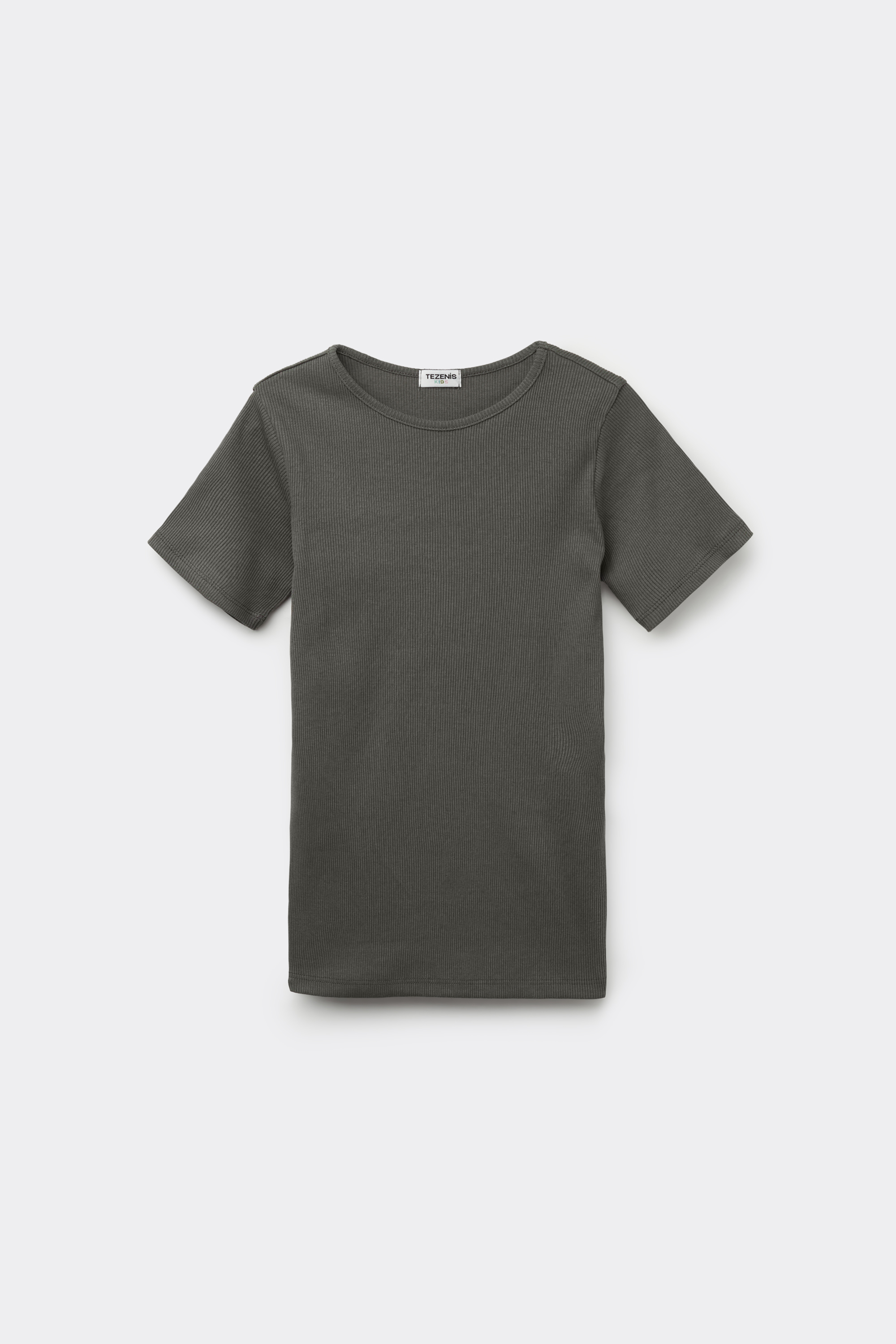 Camiseta de algodón acanalado con cuello redondo para niña