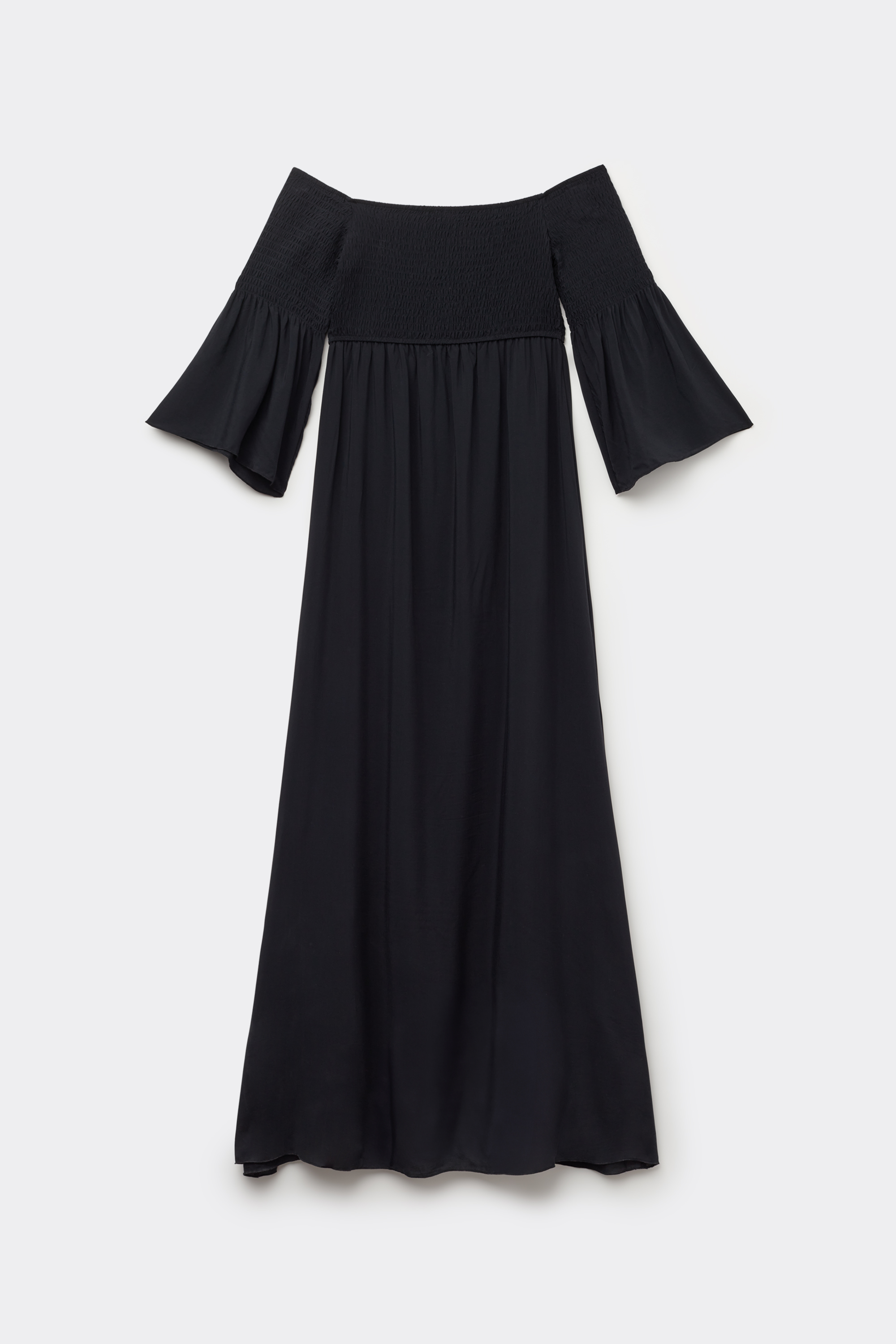 Vestito Lungo Punto Smock Spalle Scoperte