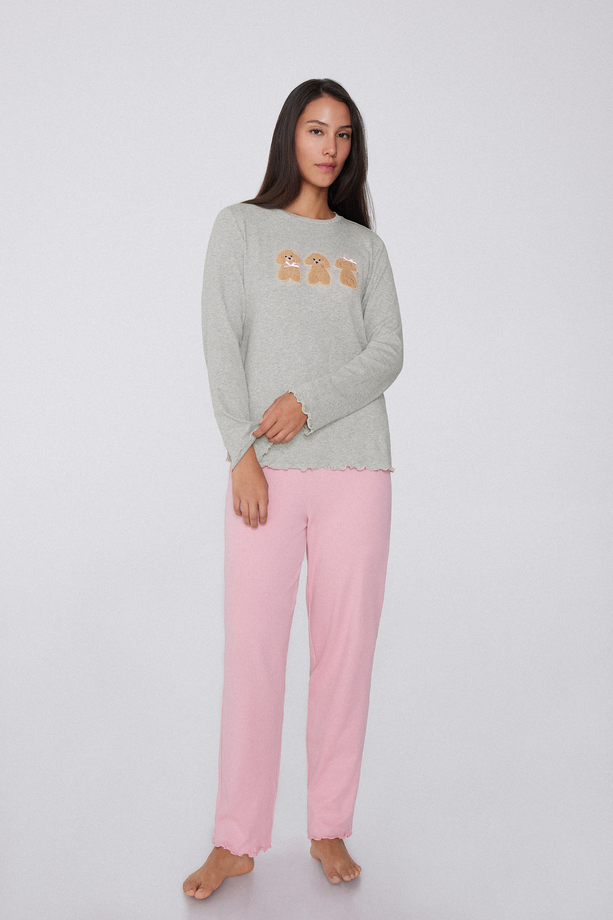 Pigiama Lungo Cotone Pesante Patch Cani