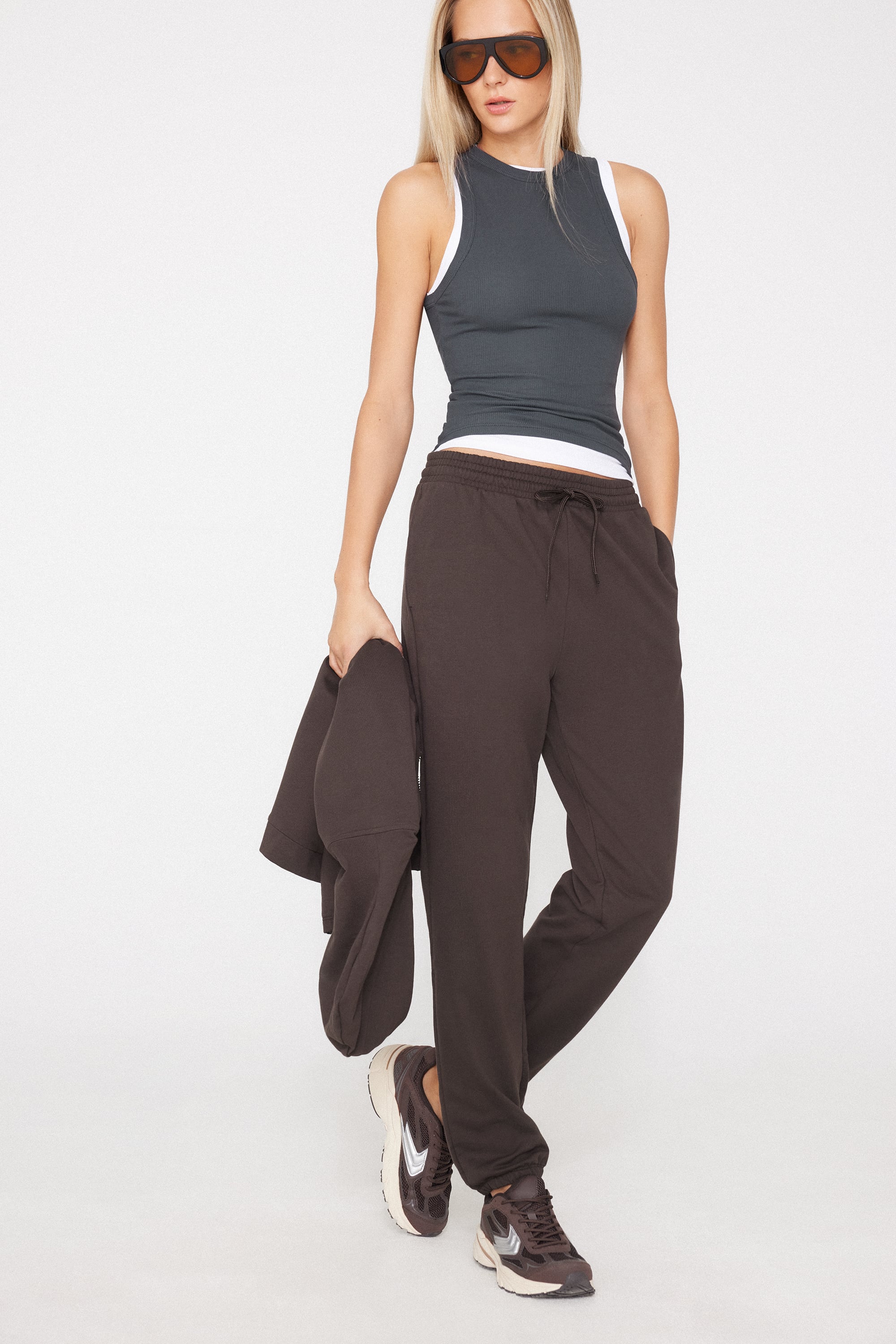 Joggers with Welt Pocket and Drawstring