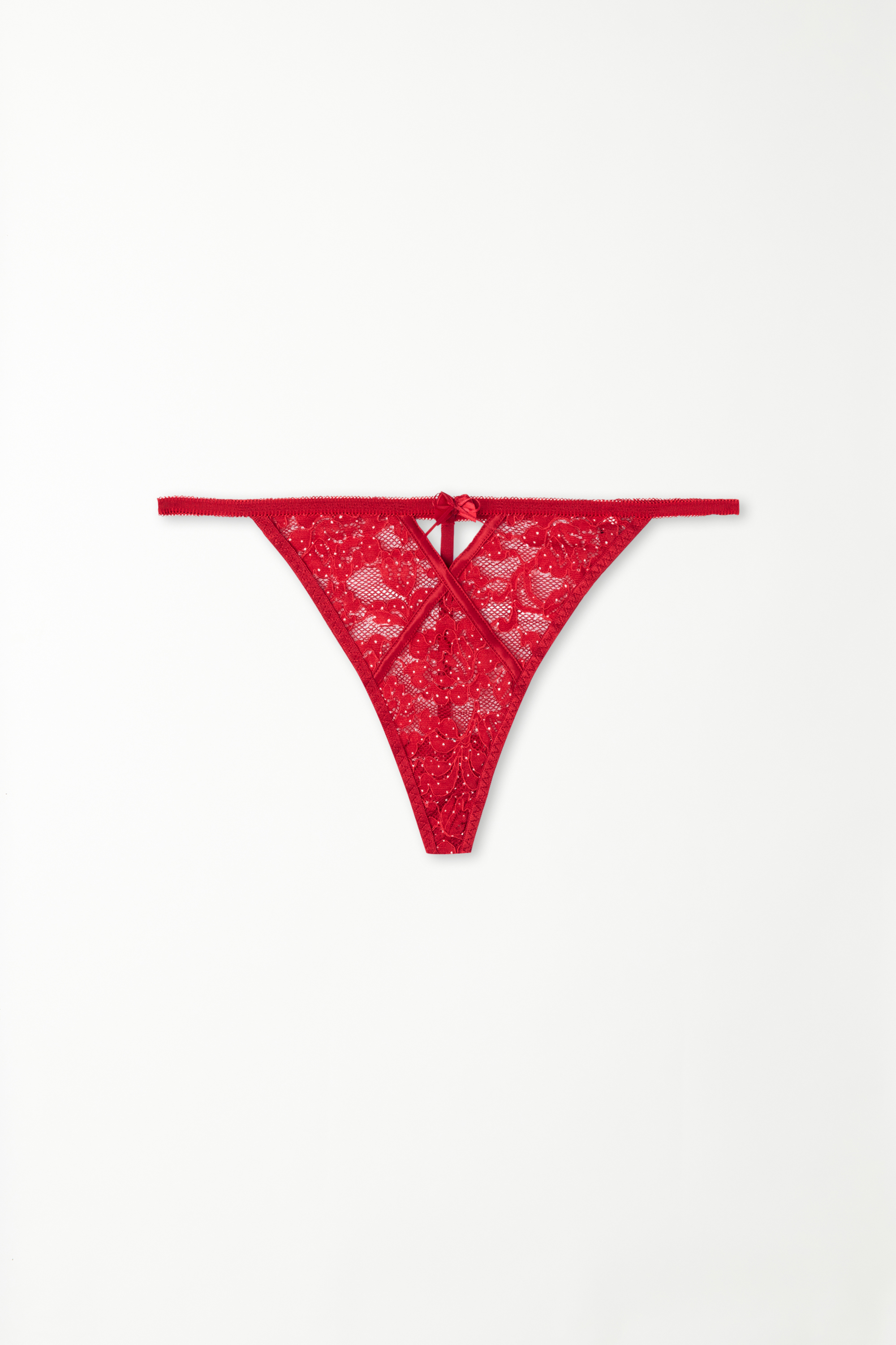 String mit Seitenband im Tanga-Stil Red Roses Pois