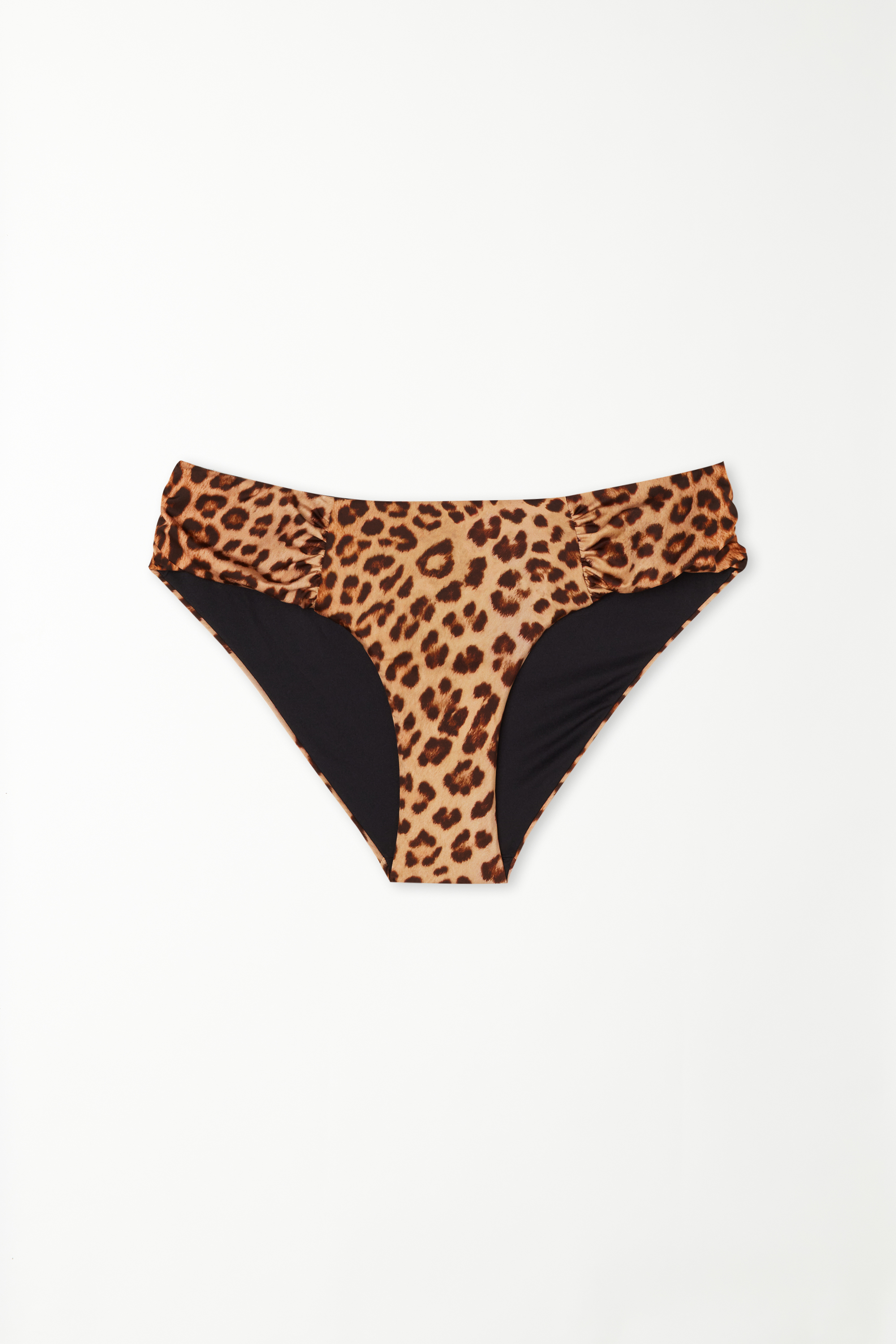 Wysokie Figi od Bikini z Marszczeniem Wild Leopard