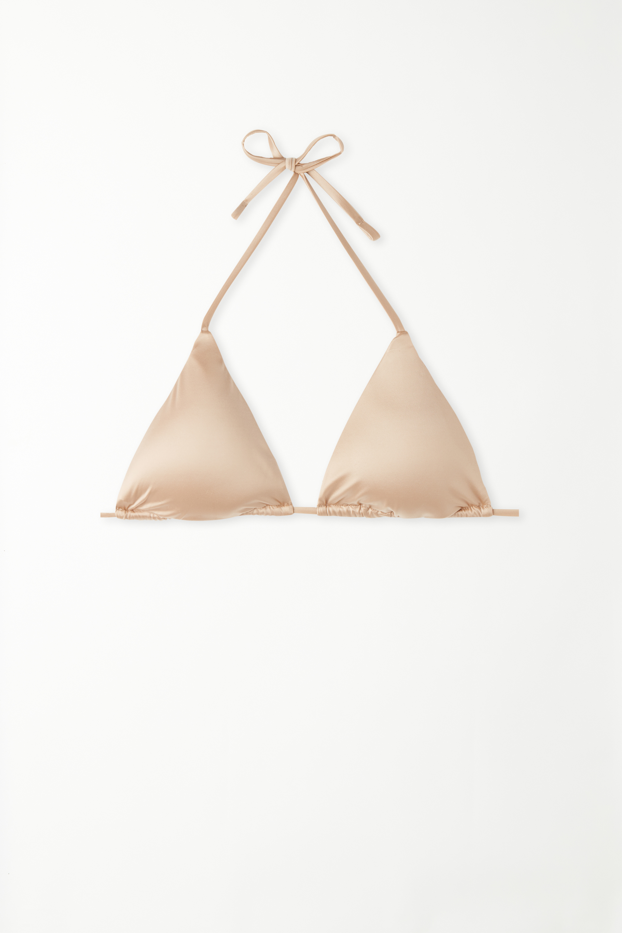Shiny Sand Gold Triangle Bikini Top with Removable Cups
