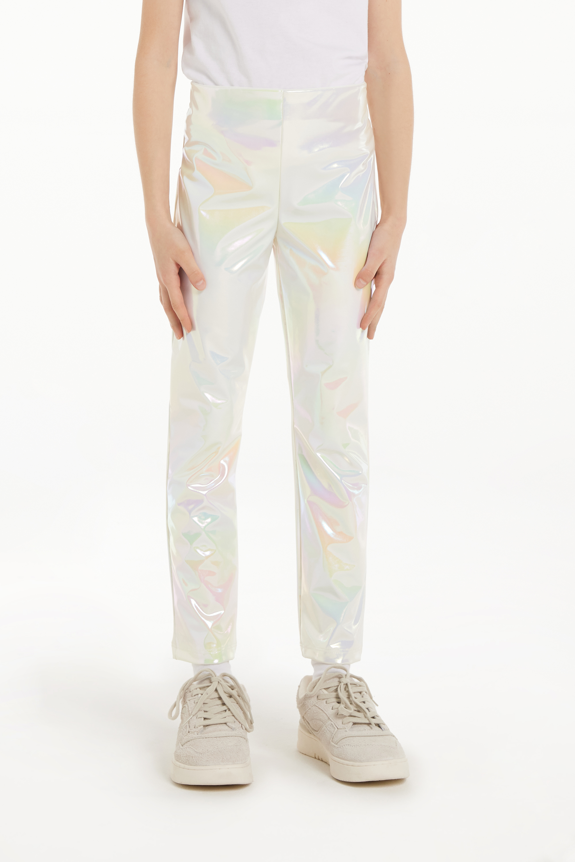Girls' flared leggings in stretch cotton