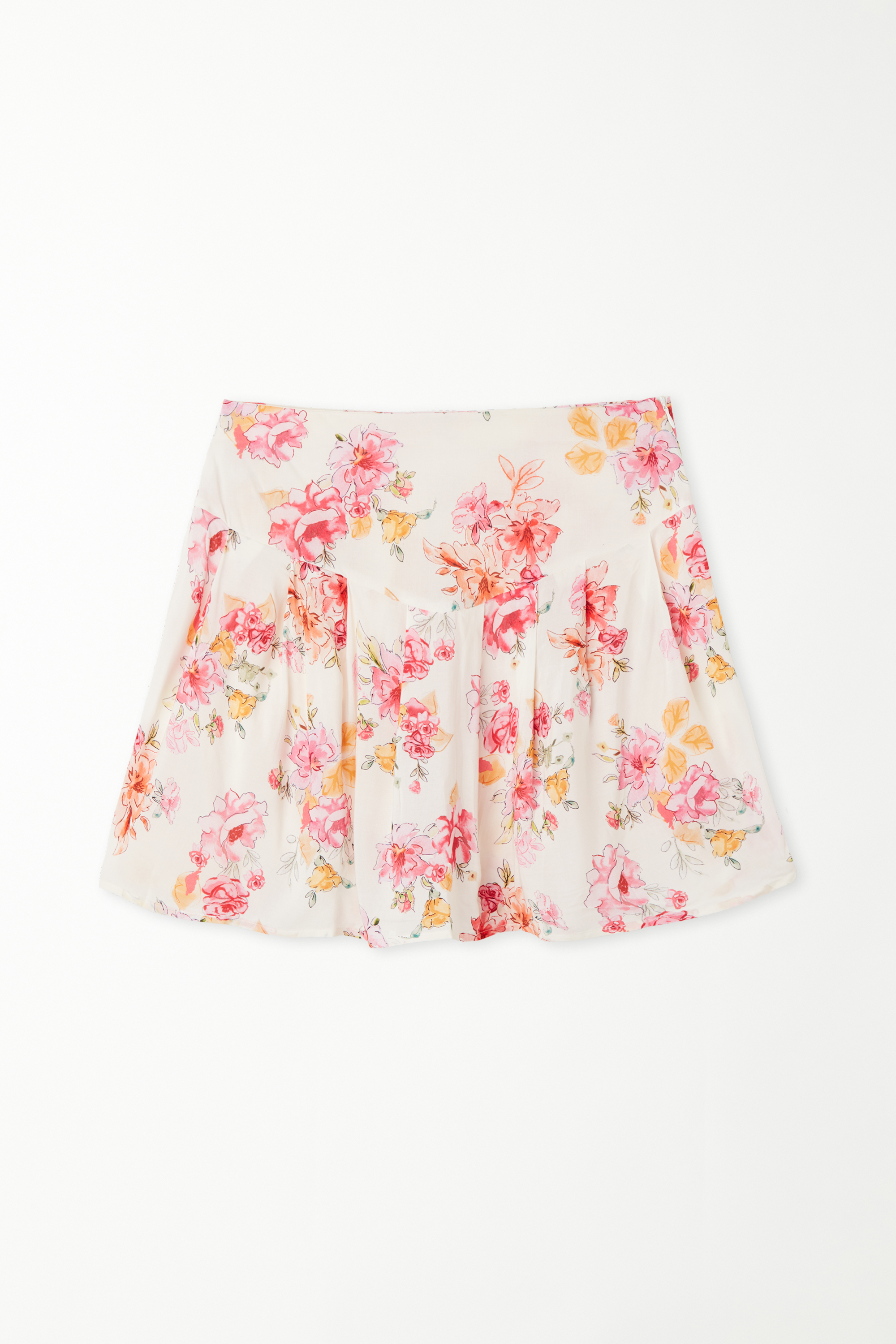Viscose Canvas Pleated Mini Skirt