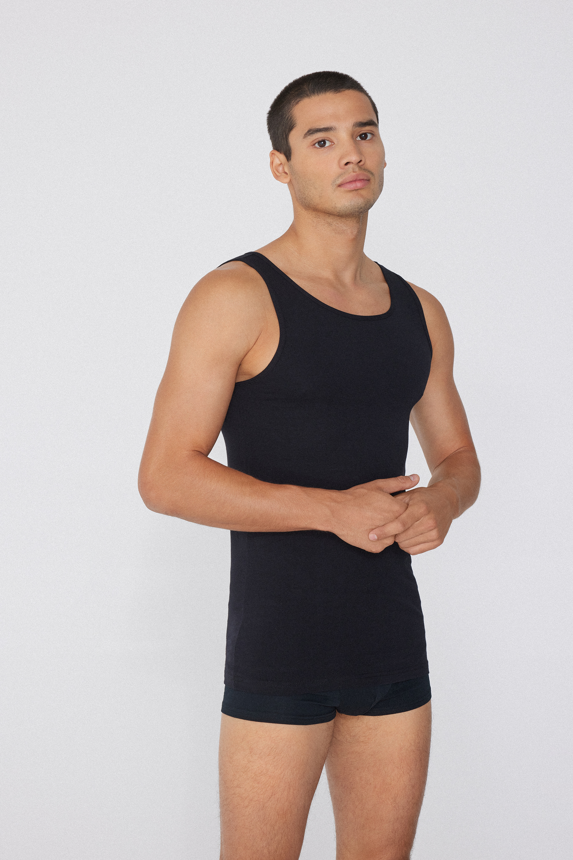Stretch Cotton Wide-Strap Tank Top