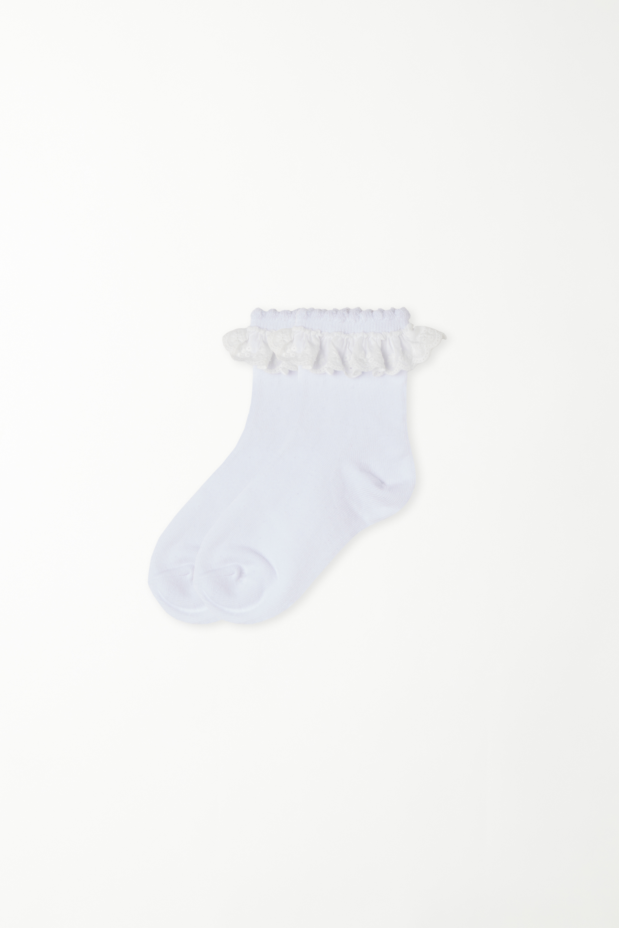Krátke Bavlnené Dievčenské Ponožky s Čipkou