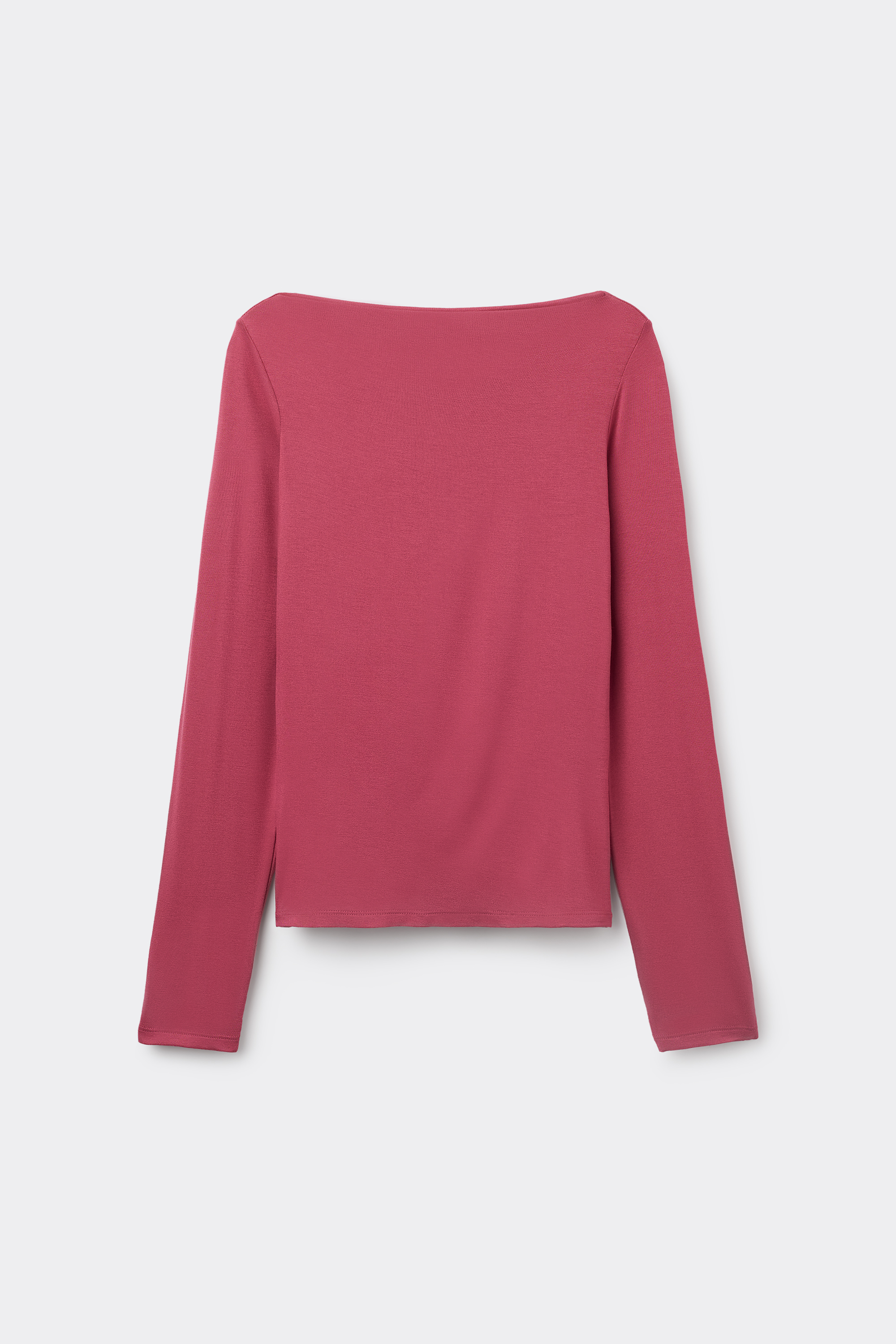 Long-Sleeved Viscose Top with Boat Neck