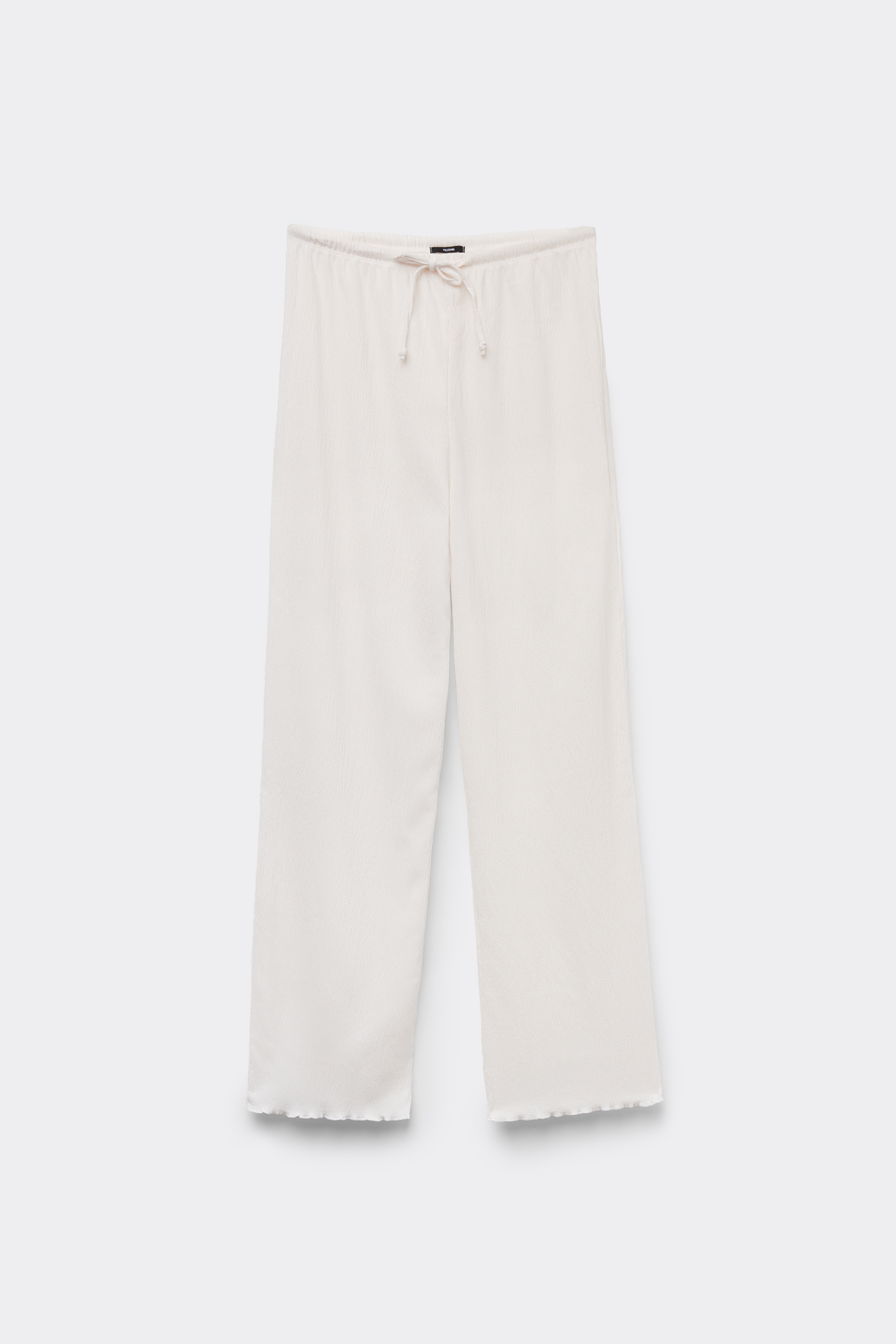 Pantalon Palazzo Effet Crêpe Cordon de Serrage