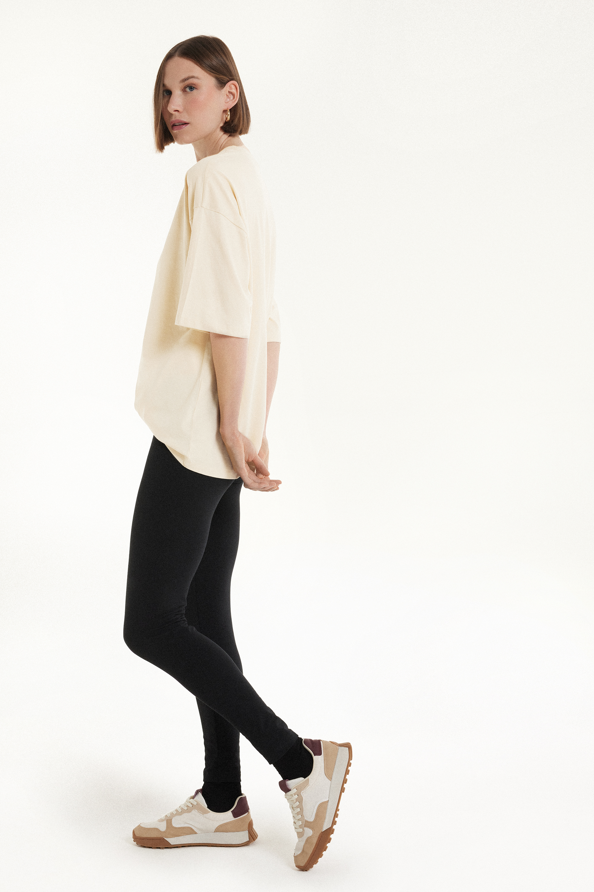 Rounded Neck Oversize Cotton T-Shirt