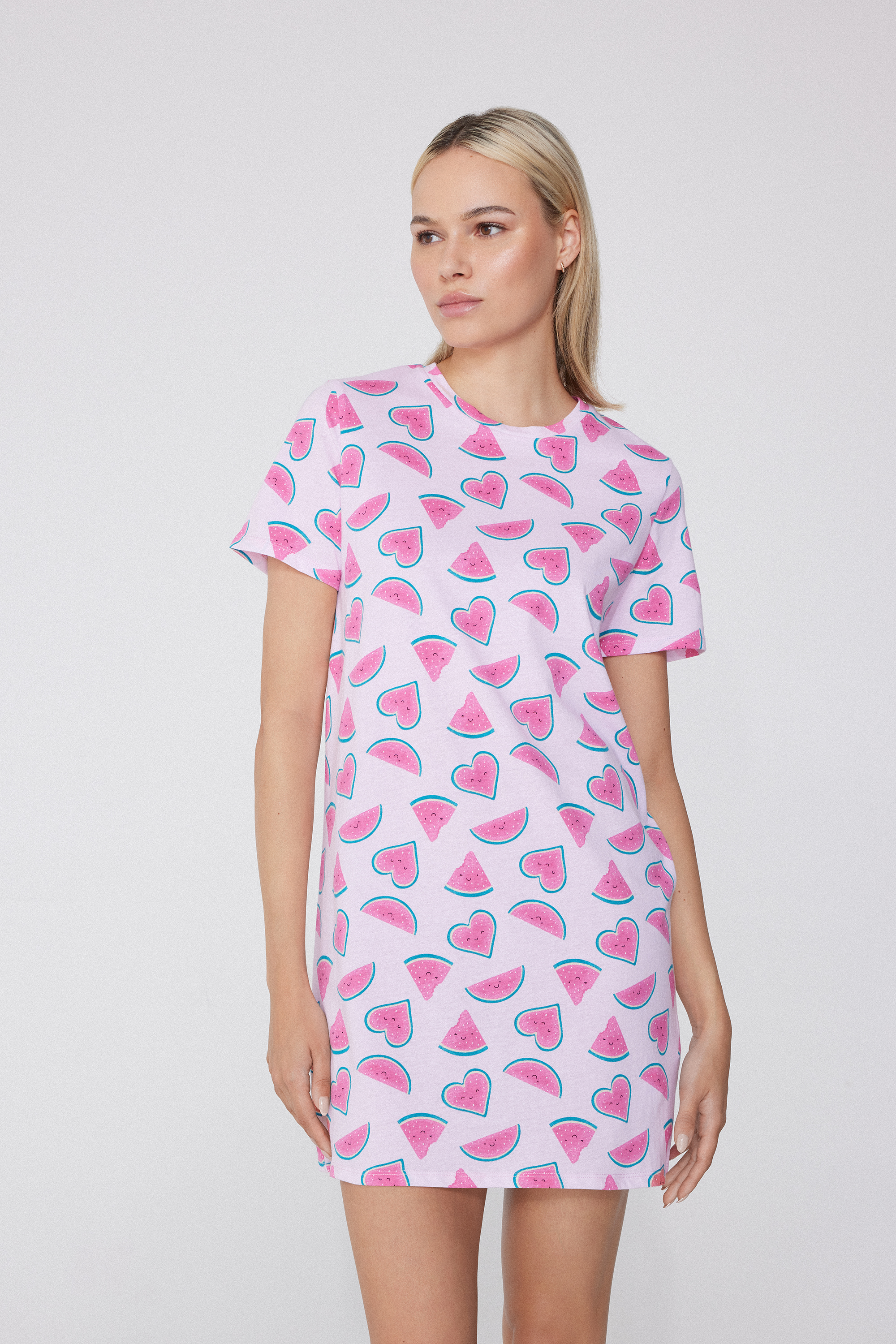 Camicia da Notte Mezza Manica Cotone Angurie